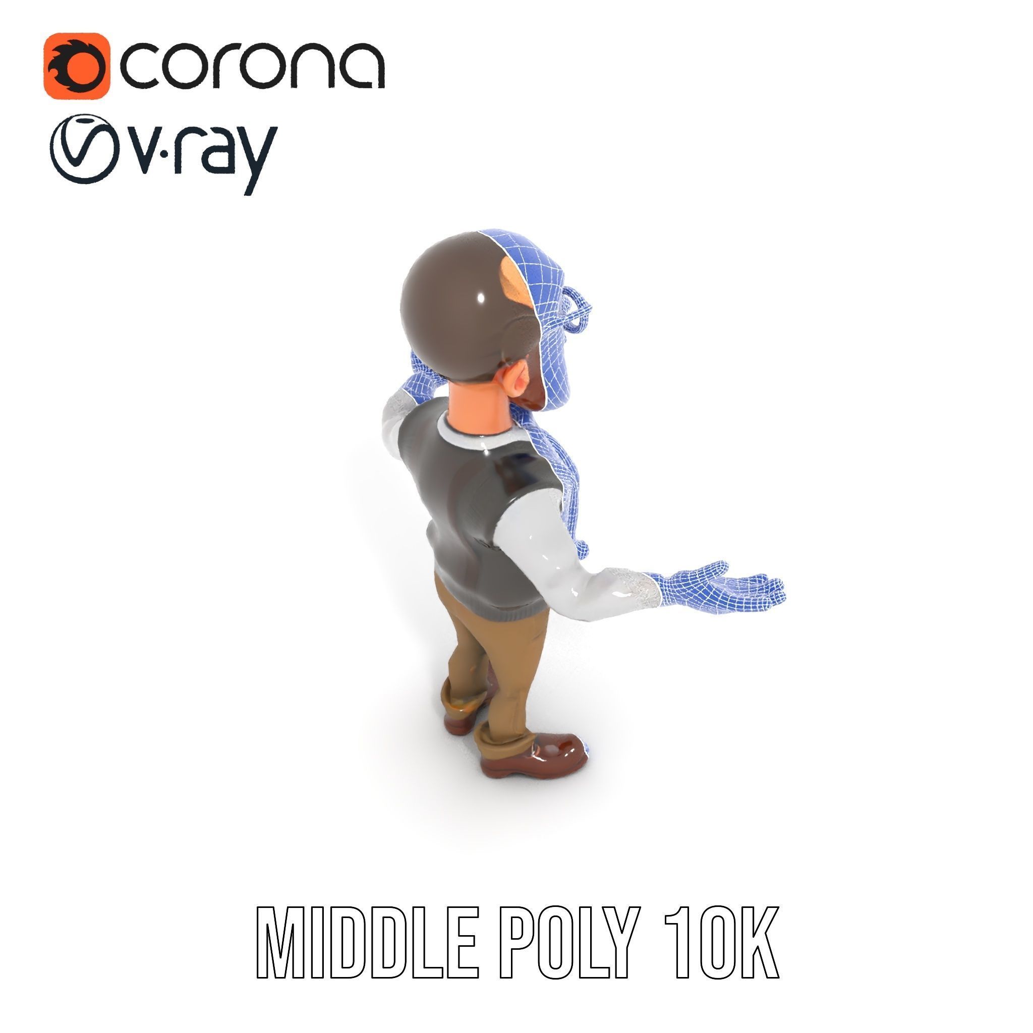 Professor Character Rigged and Animated with Distinctive Bear... Low-poly 3D model_29