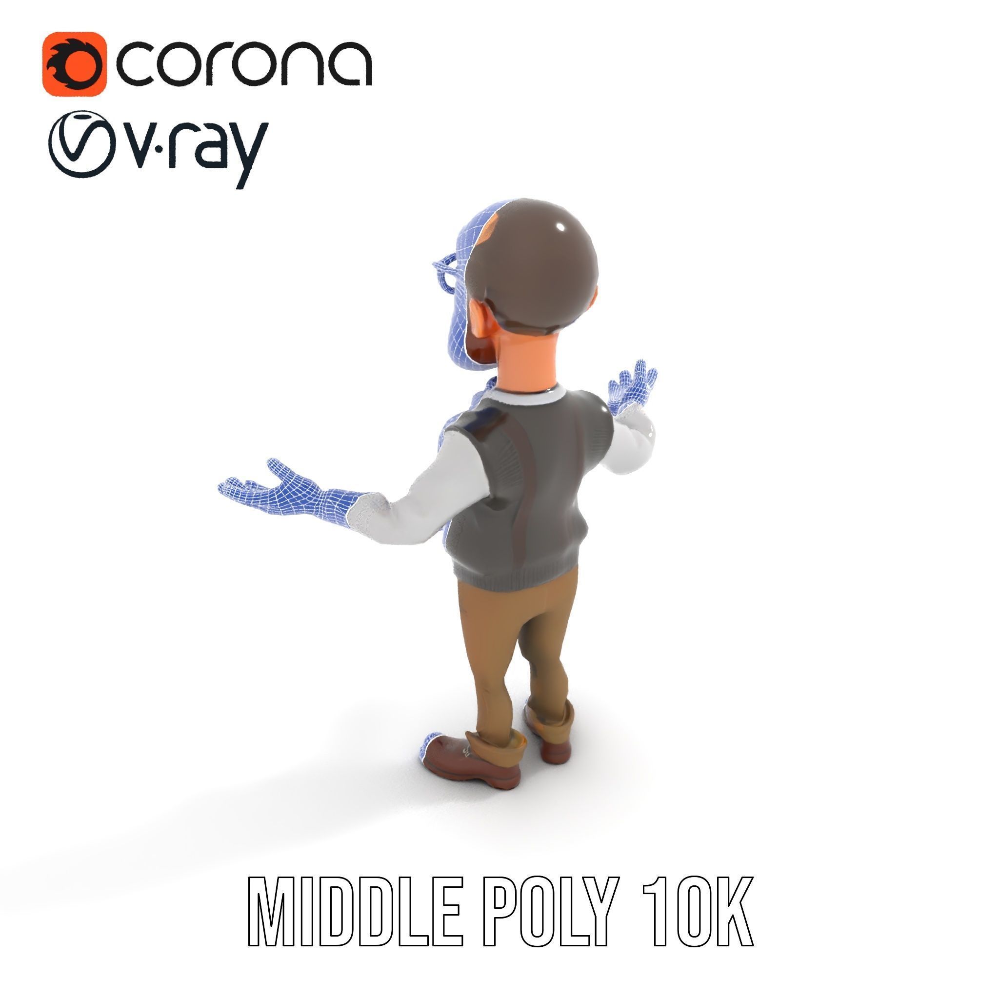 Professor Character Rigged and Animated with Distinctive Bear... Low-poly 3D model_32