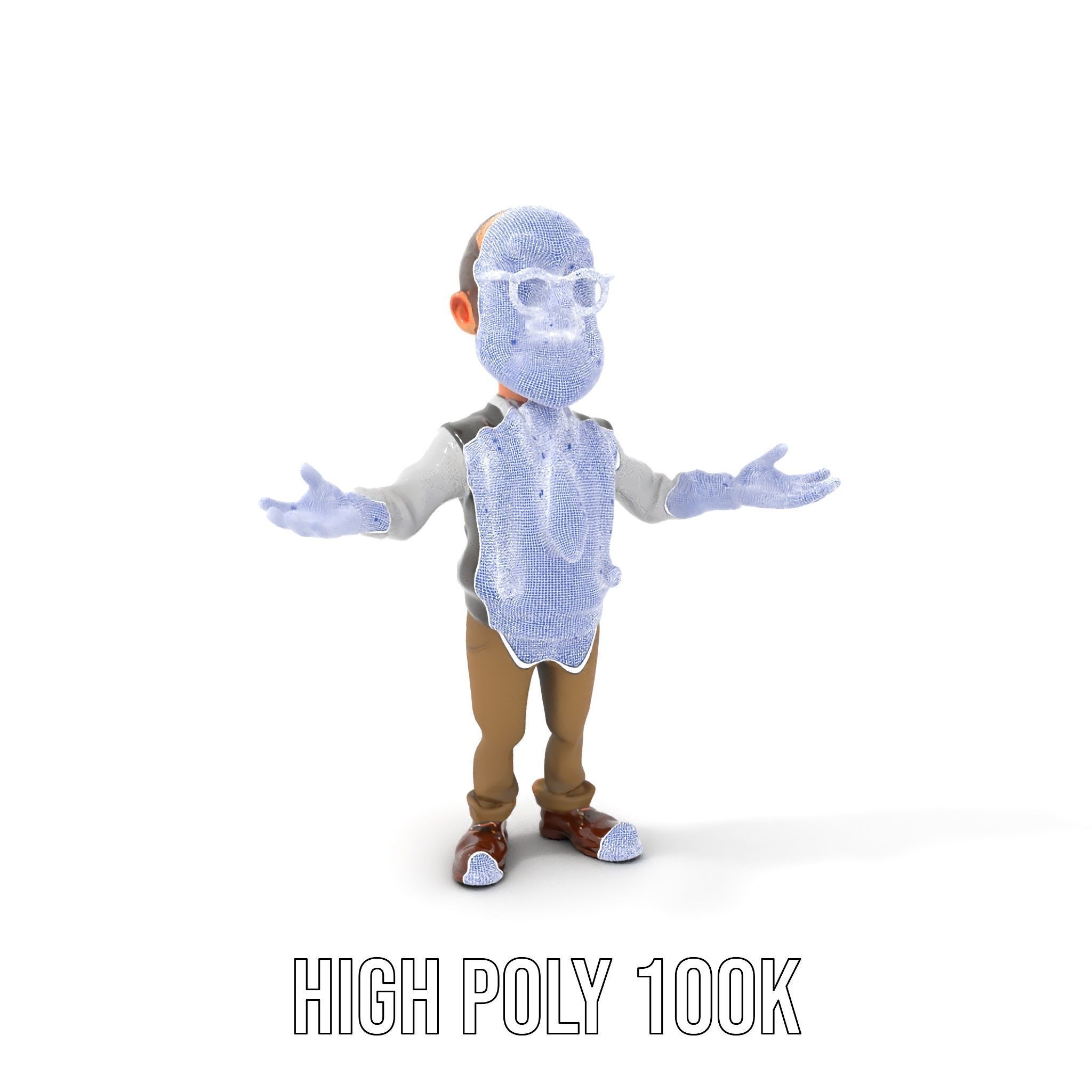 Professor Character Rigged and Animated with Distinctive Bear... Low-poly 3D model_4