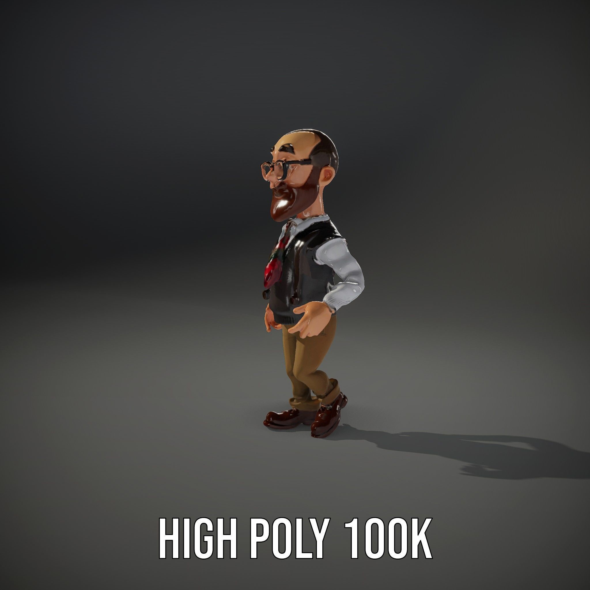 Professor Character Rigged and Animated with Distinctive Bear... Low-poly 3D model_23
