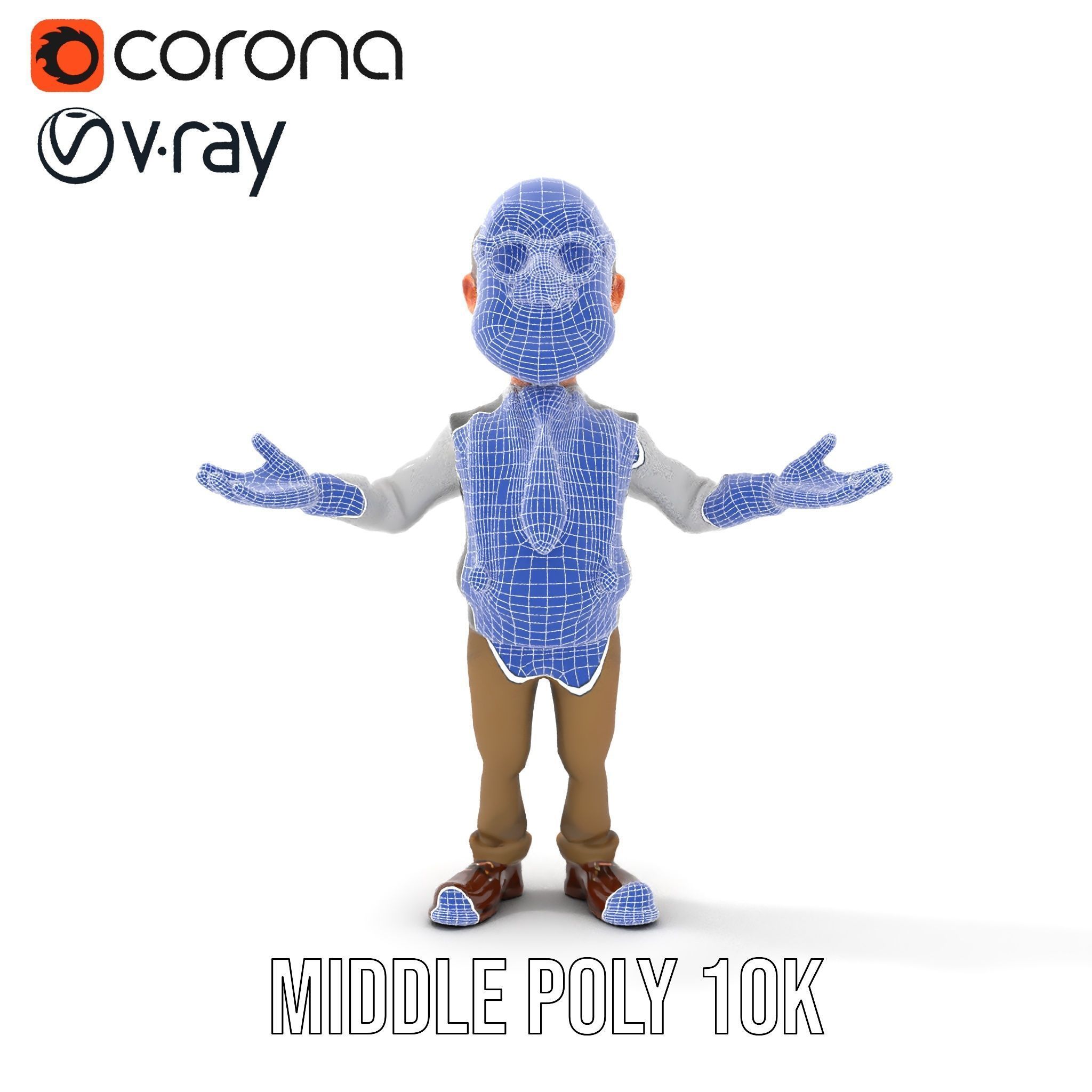 Professor Character Rigged and Animated with Distinctive Bear... Low-poly 3D model_34