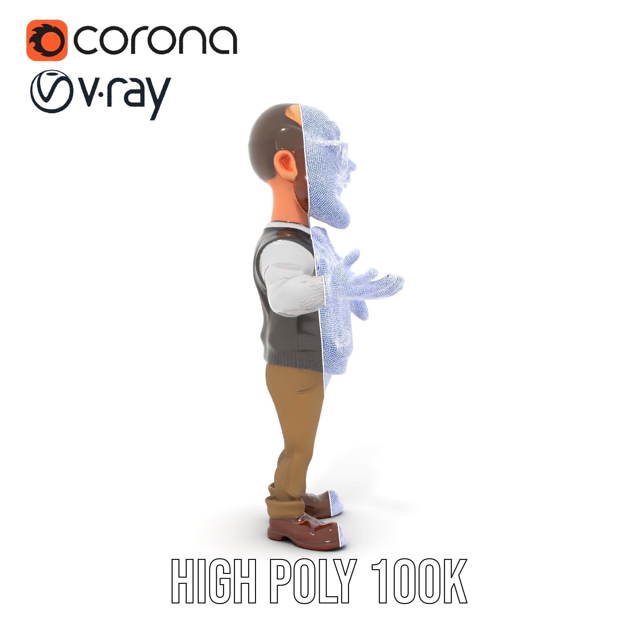 Professor Character Rigged and Animated with Distinctive Bear... Low-poly 3D model_35