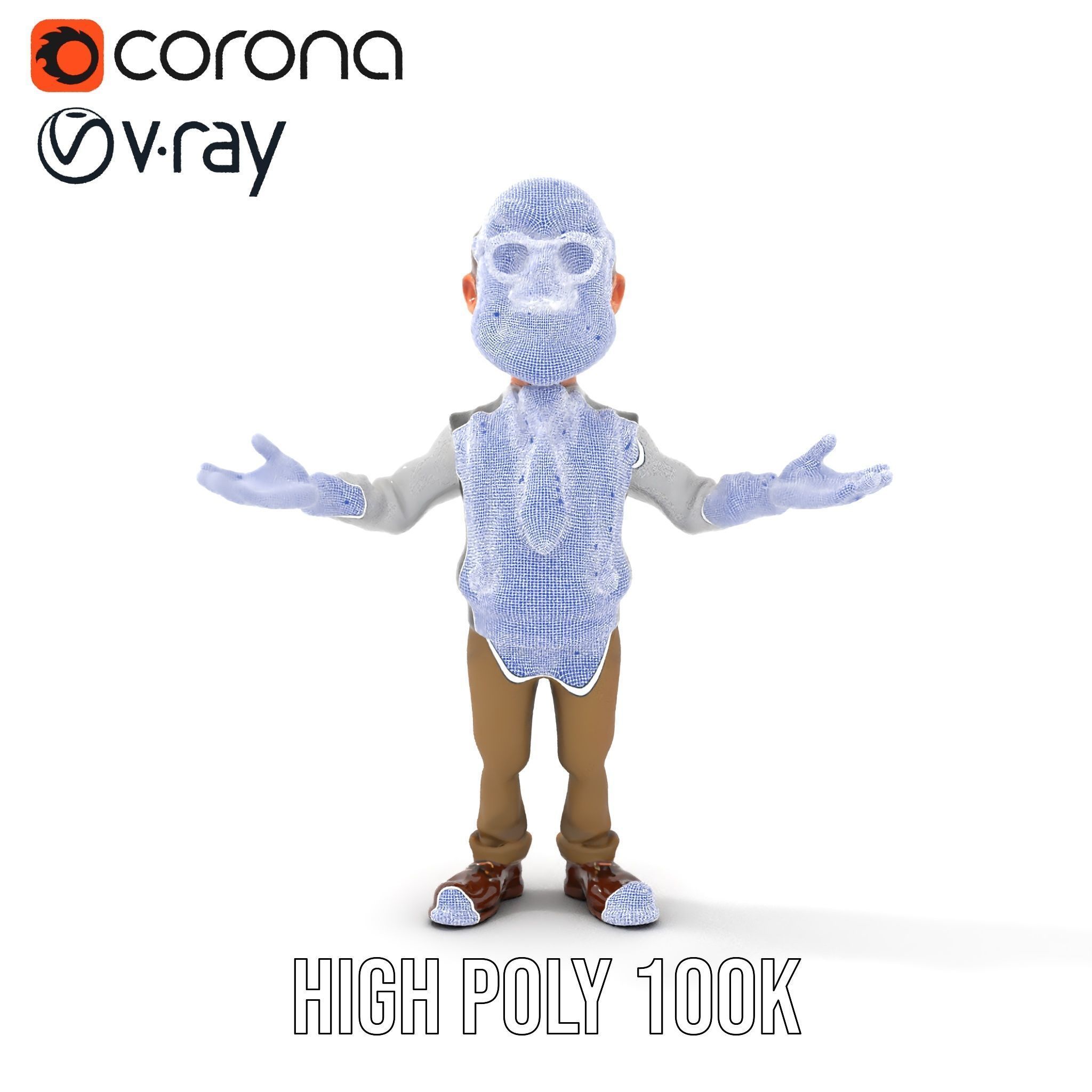 Professor Character Rigged and Animated with Distinctive Bear... Low-poly 3D model_36