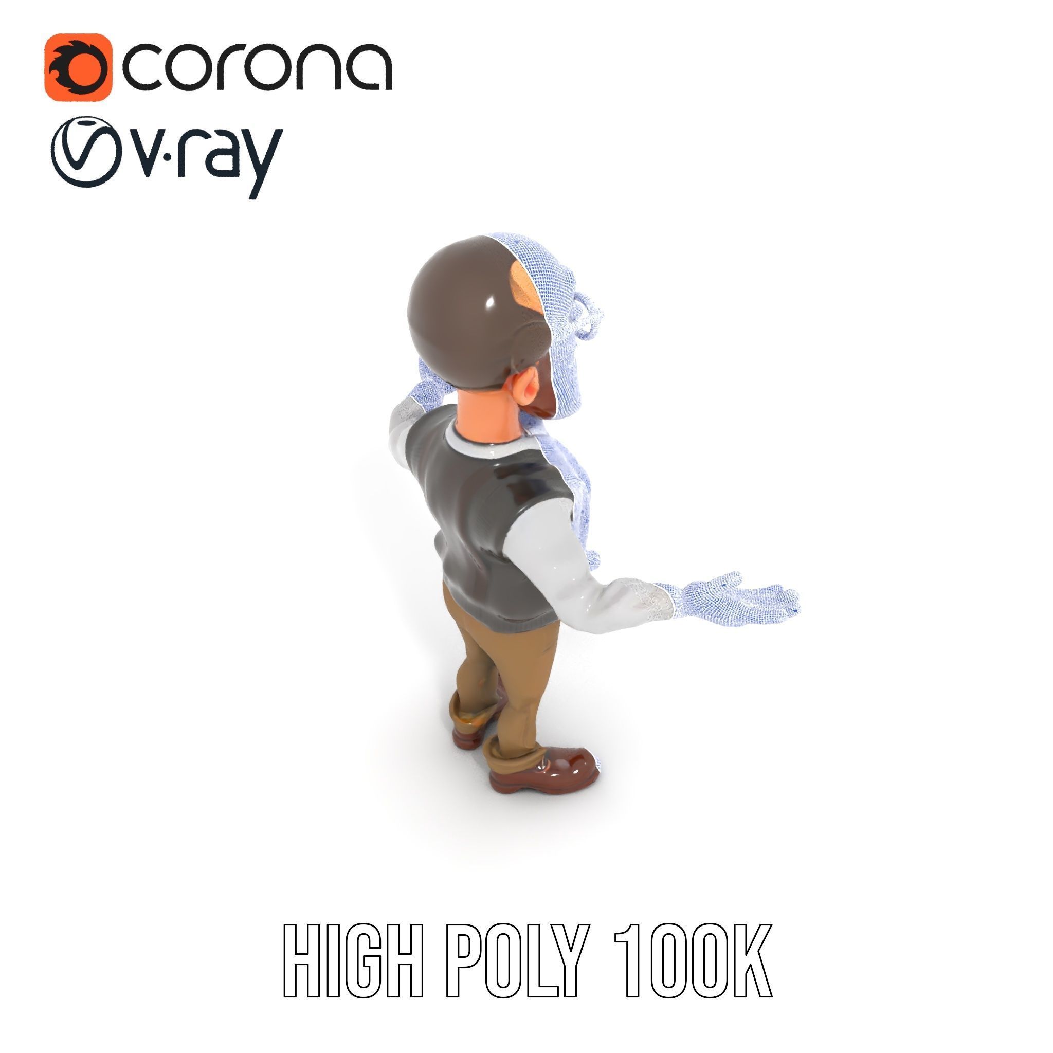 Professor Character Rigged and Animated with Distinctive Bear... Low-poly 3D model_33