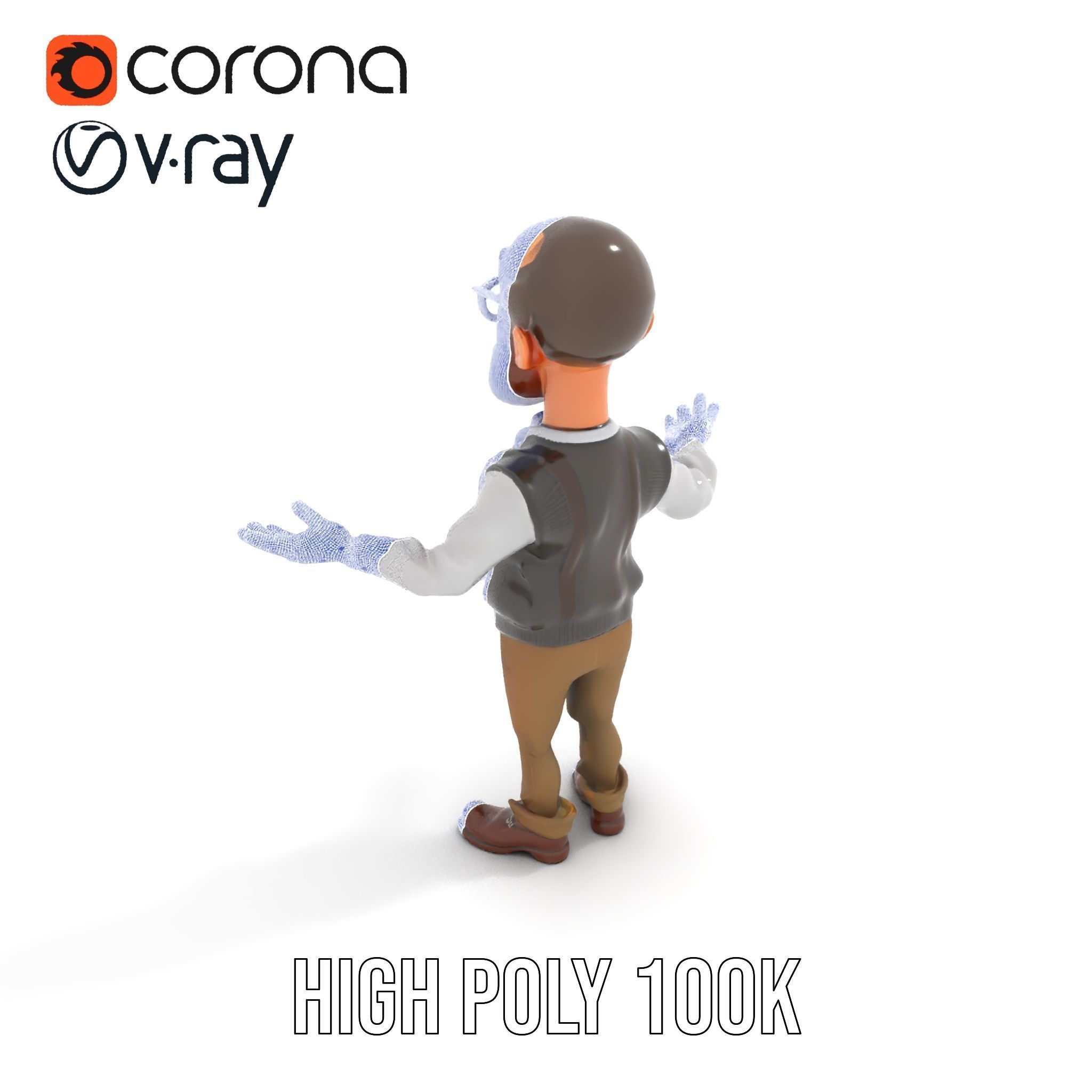 Professor Character Rigged and Animated with Distinctive Bear... Low-poly 3D model_31