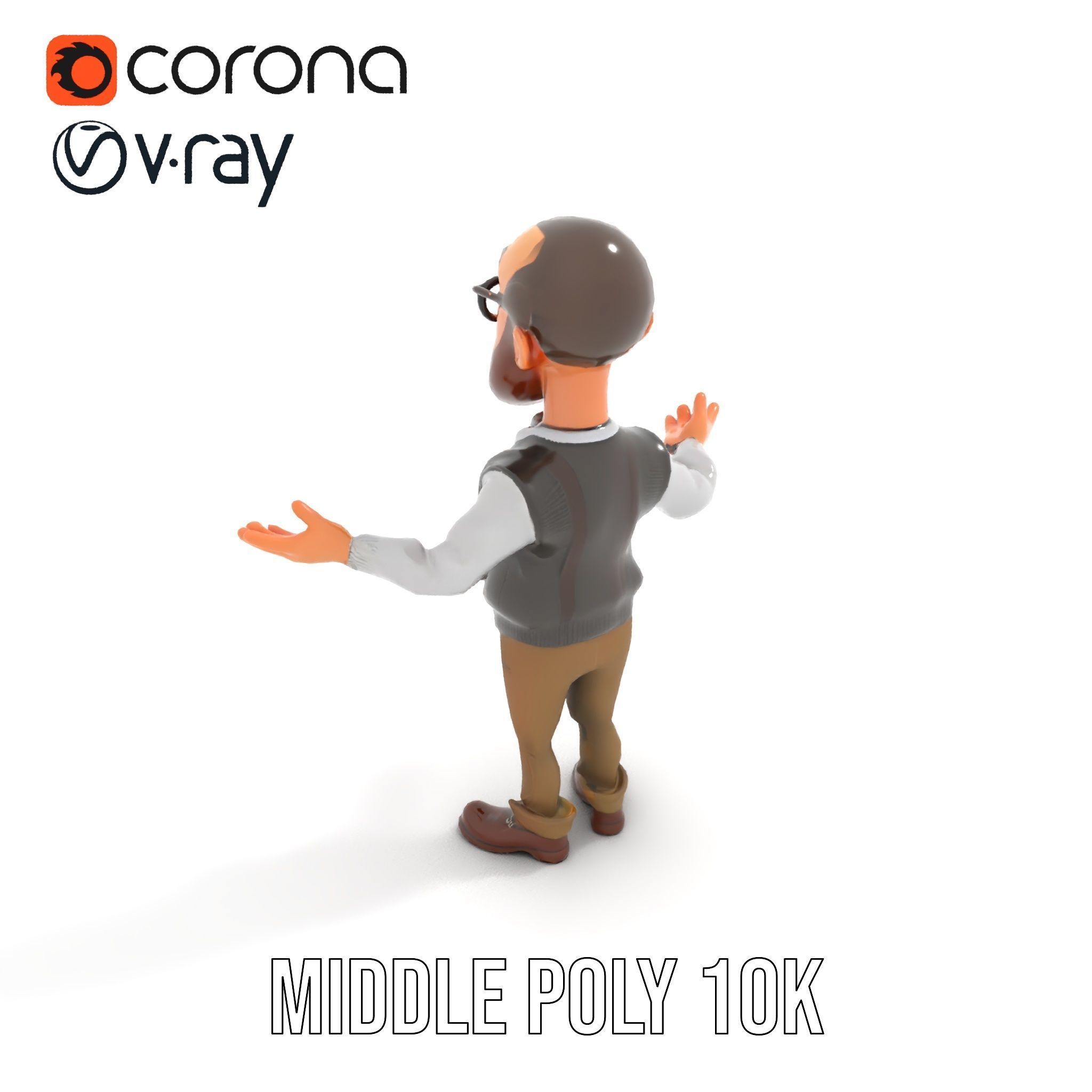 Professor Character Rigged and Animated with Distinctive Bear... Low-poly 3D model_21