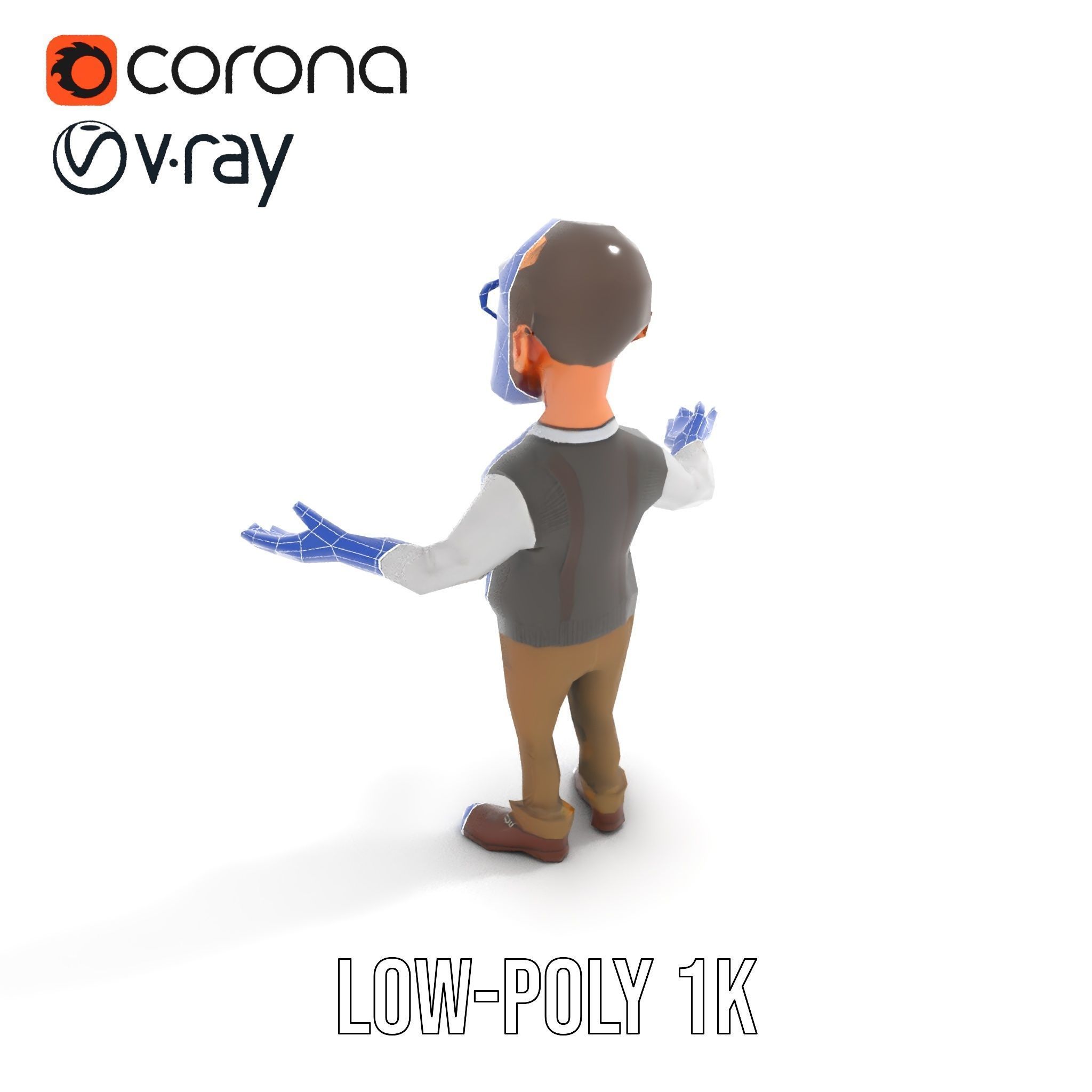 Professor Character Rigged and Animated with Distinctive Bear... Low-poly 3D model_25