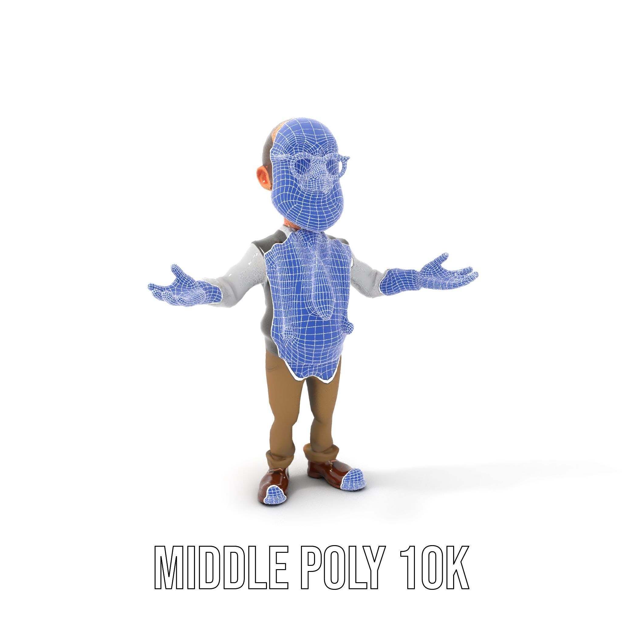 Professor Character Rigged and Animated with Distinctive Bear... Low-poly 3D model_16