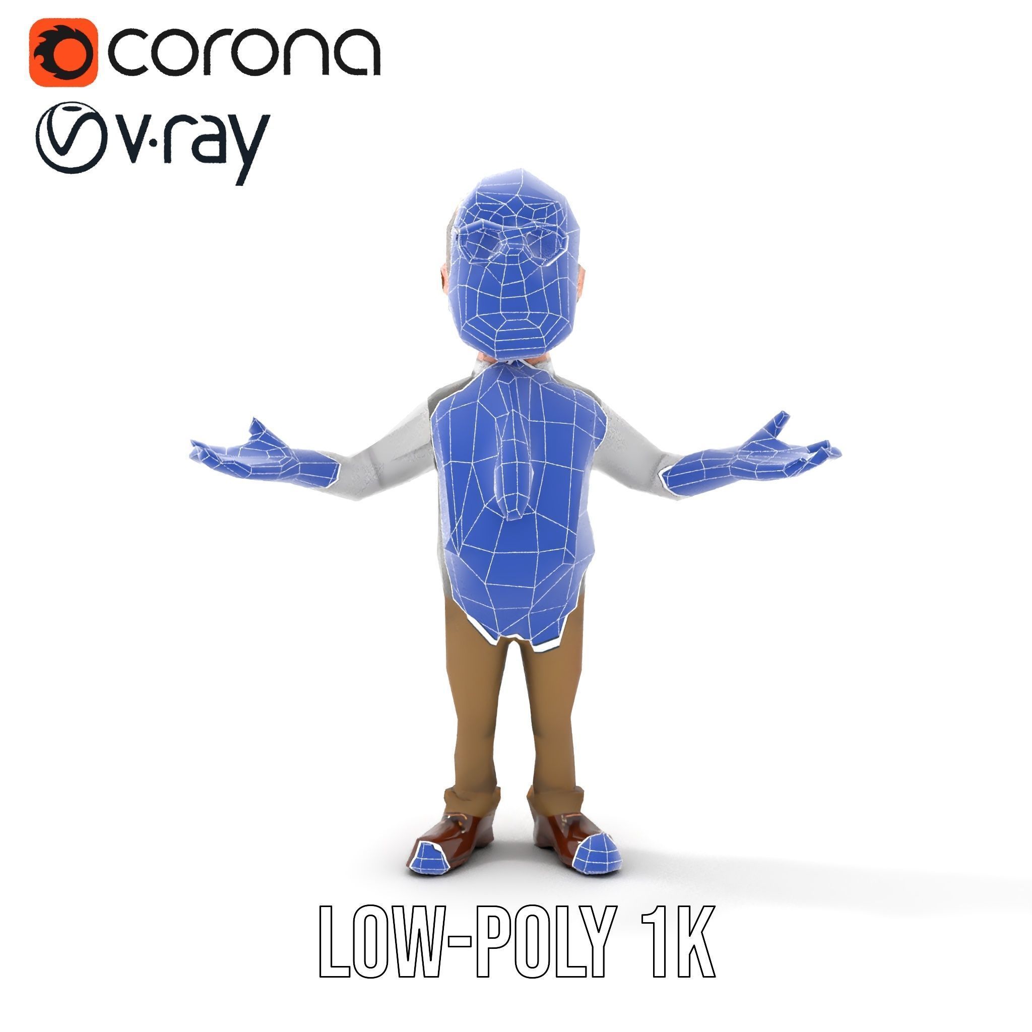 Professor Character Rigged and Animated with Distinctive Bear... Low-poly 3D model_30