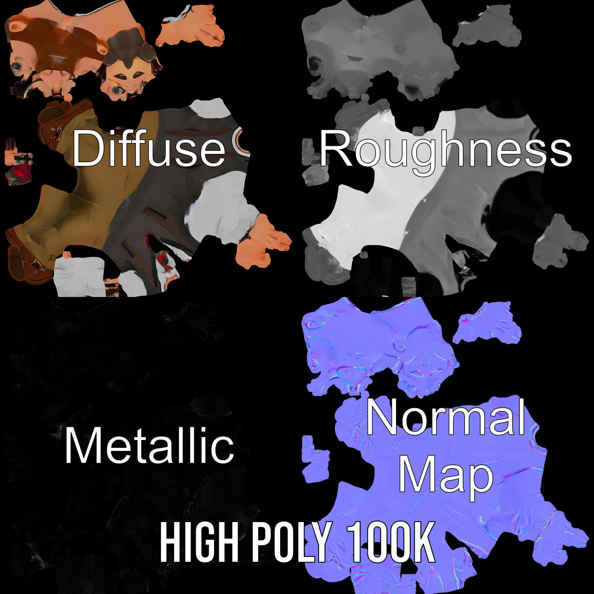 Professor Character Rigged and Animated with Distinctive Bear... Low-poly 3D model_3