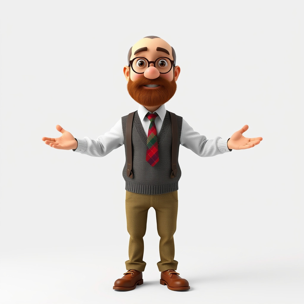 Professor Character Rigged and Animated with Distinctive Bear... Low-poly 3D model_2