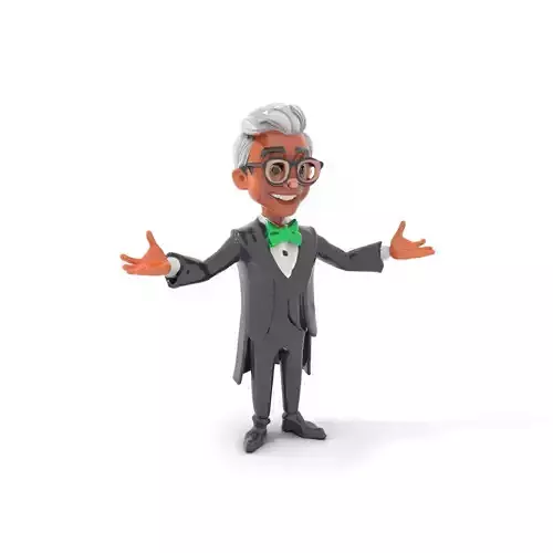 Animated Formal D Character with Green Bowtie  Rigged and Ani... Low-poly 3D model