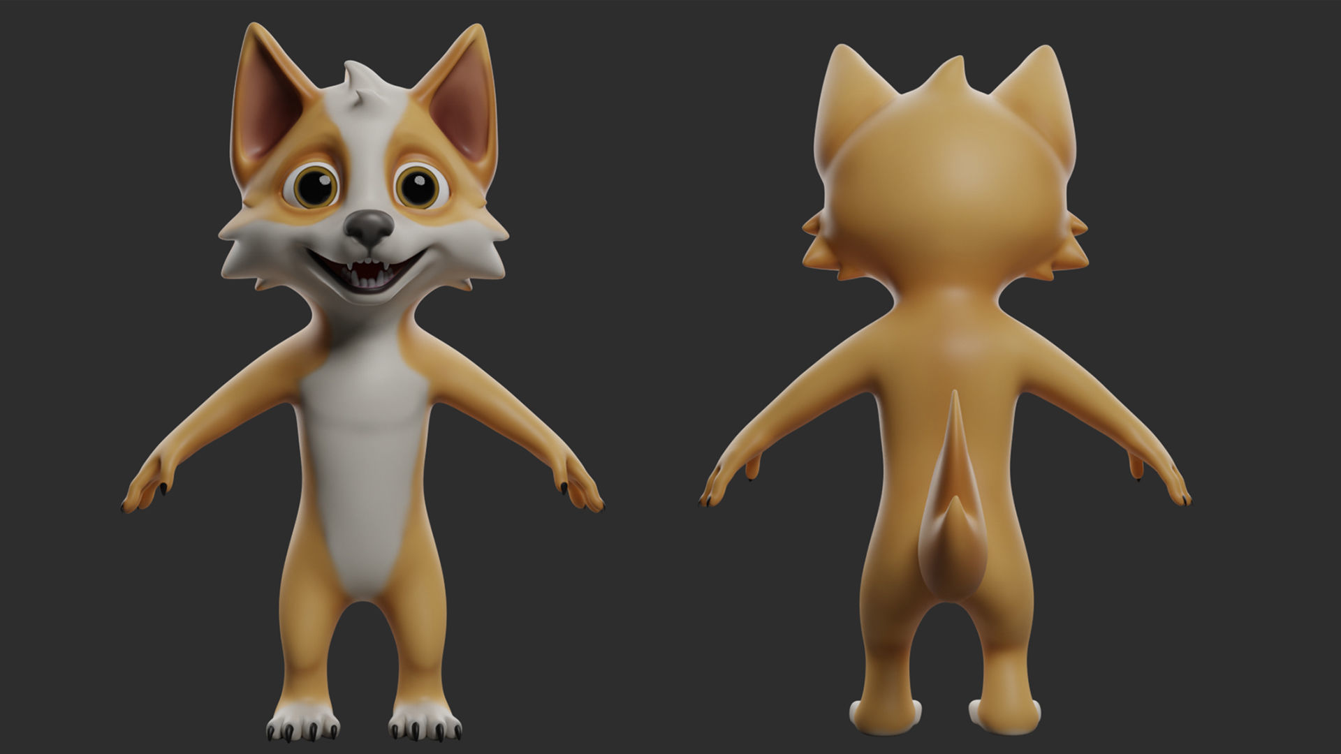 Dog Cartoon Low-poly 3D model_1