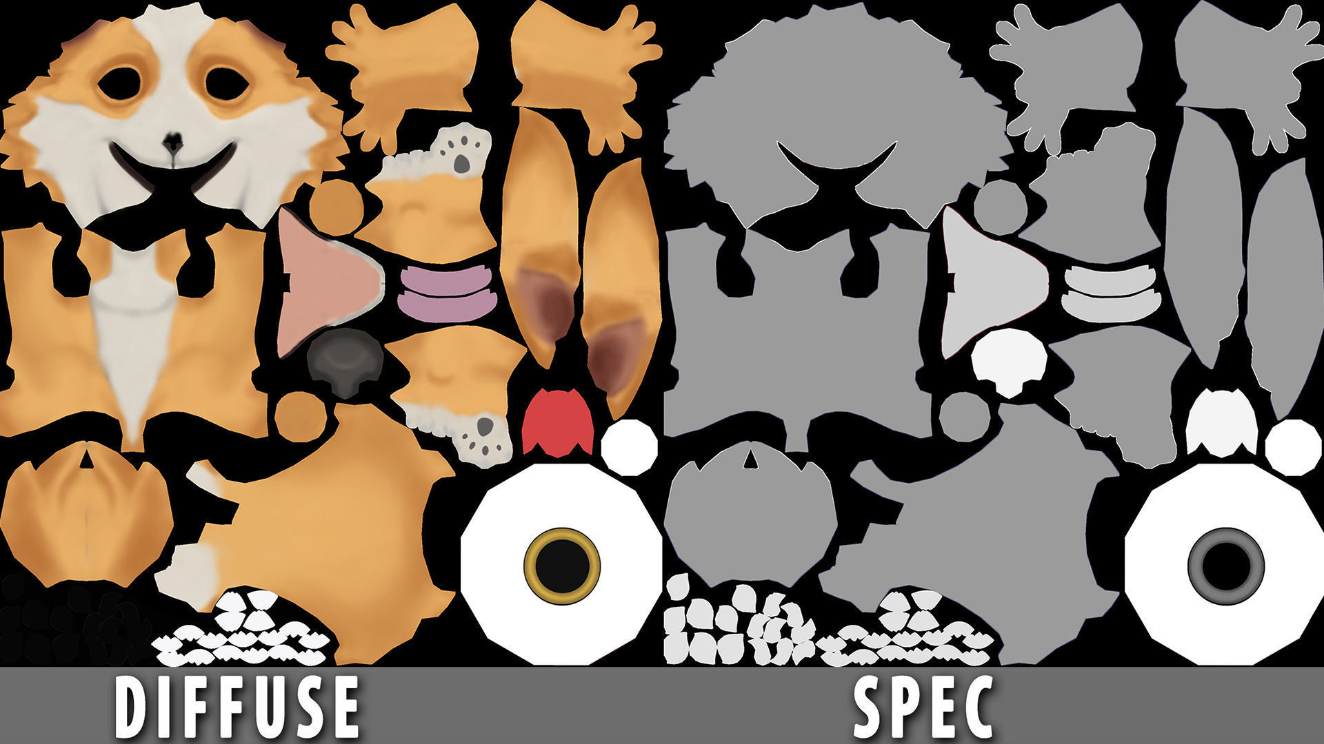 Dog Cartoon Low-poly 3D model_8