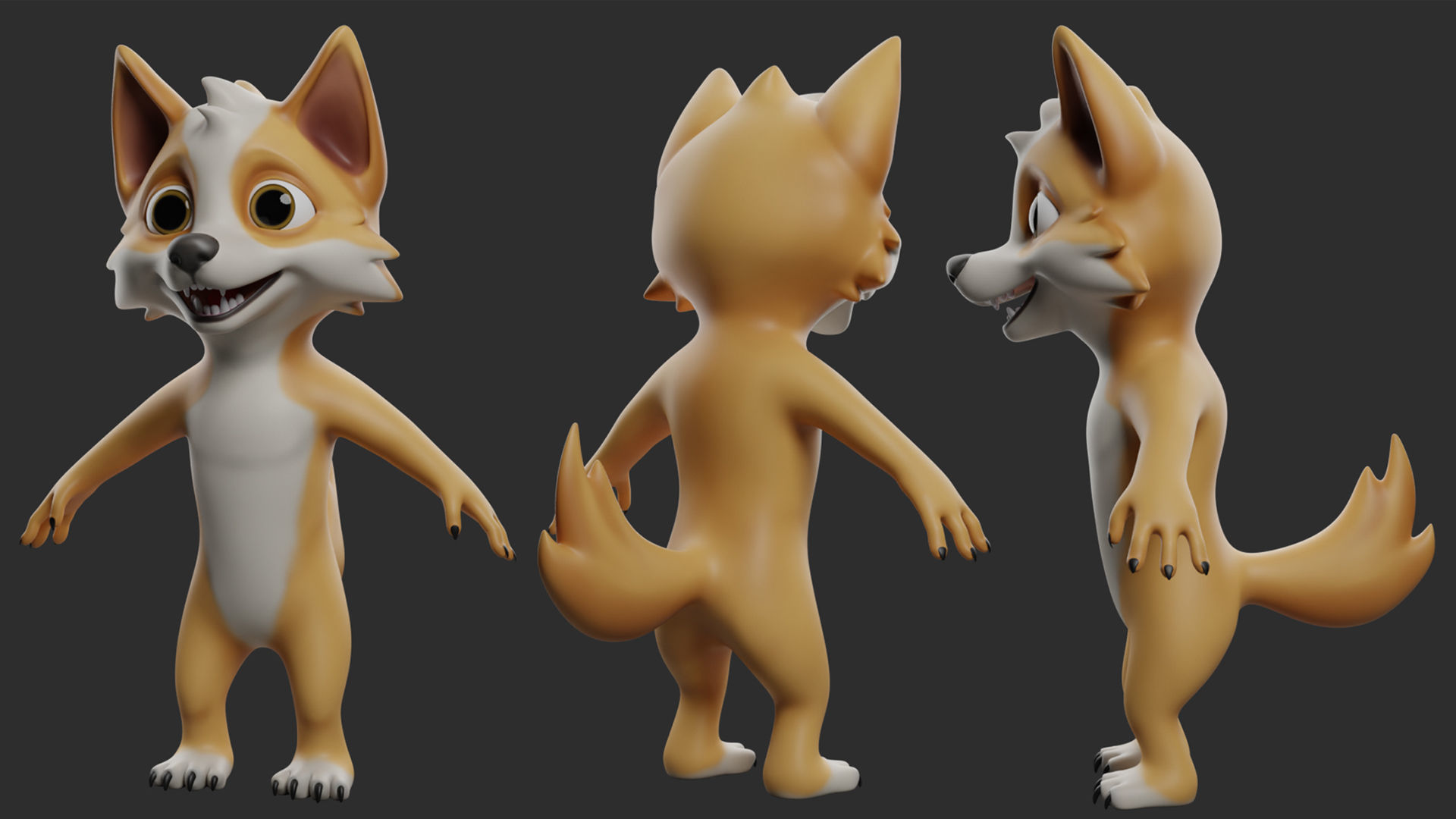 Dog Cartoon Low-poly 3D model_4
