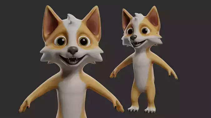 Dog Cartoon Low-poly 3D model
