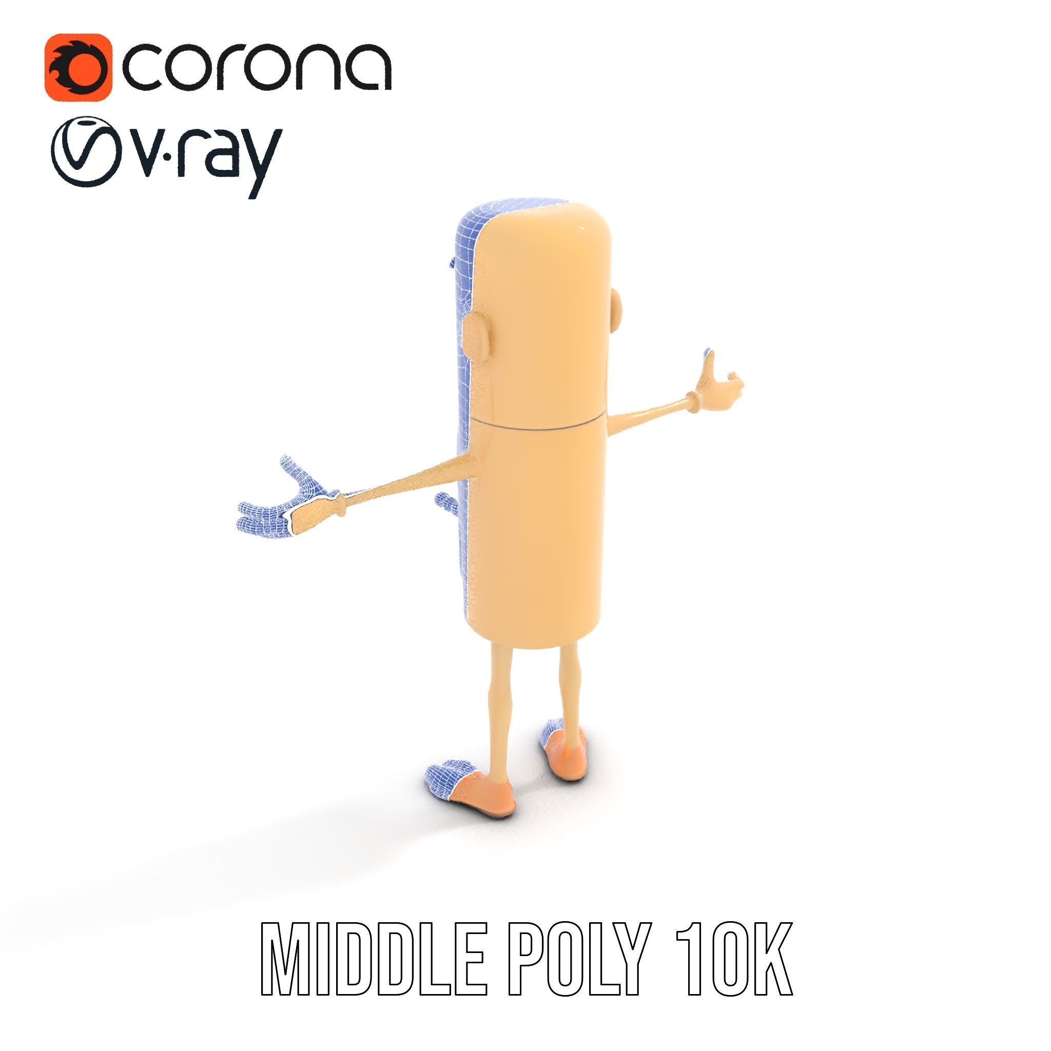 Playful Cartoon Fridge Character Rigged and Animated Low-poly 3D model_30