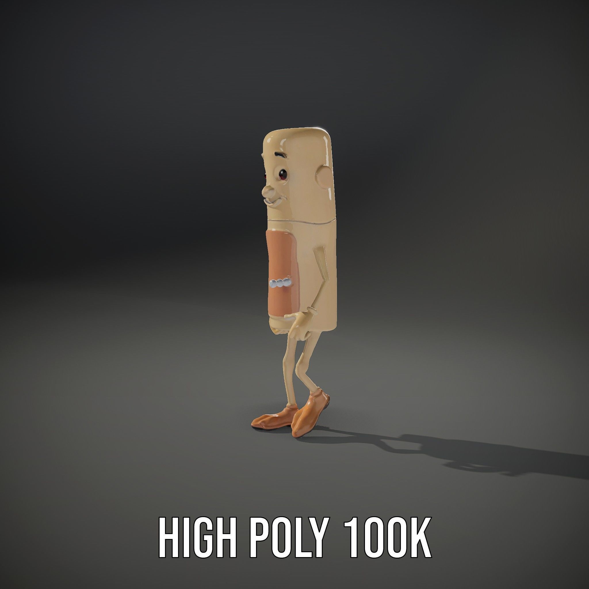 Playful Cartoon Fridge Character Rigged and Animated Low-poly 3D model_12