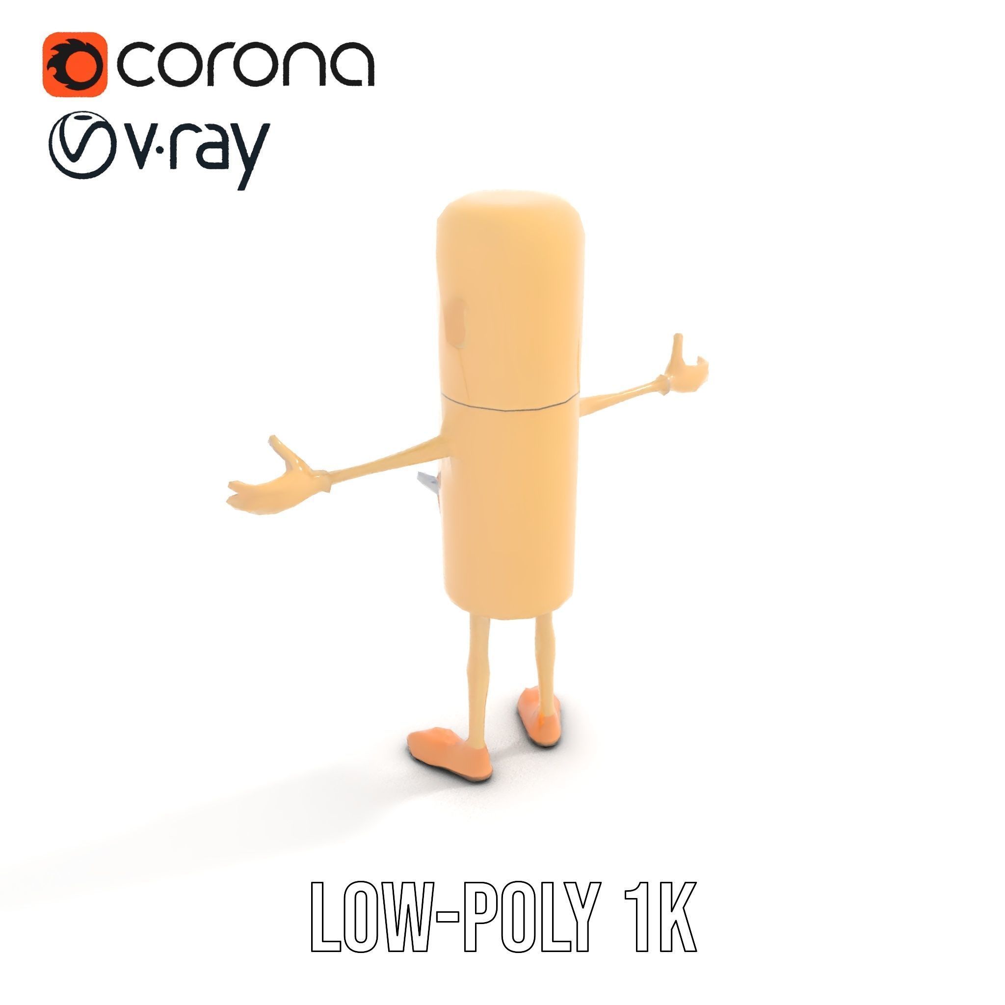 Playful Cartoon Fridge Character Rigged and Animated Low-poly 3D model_7