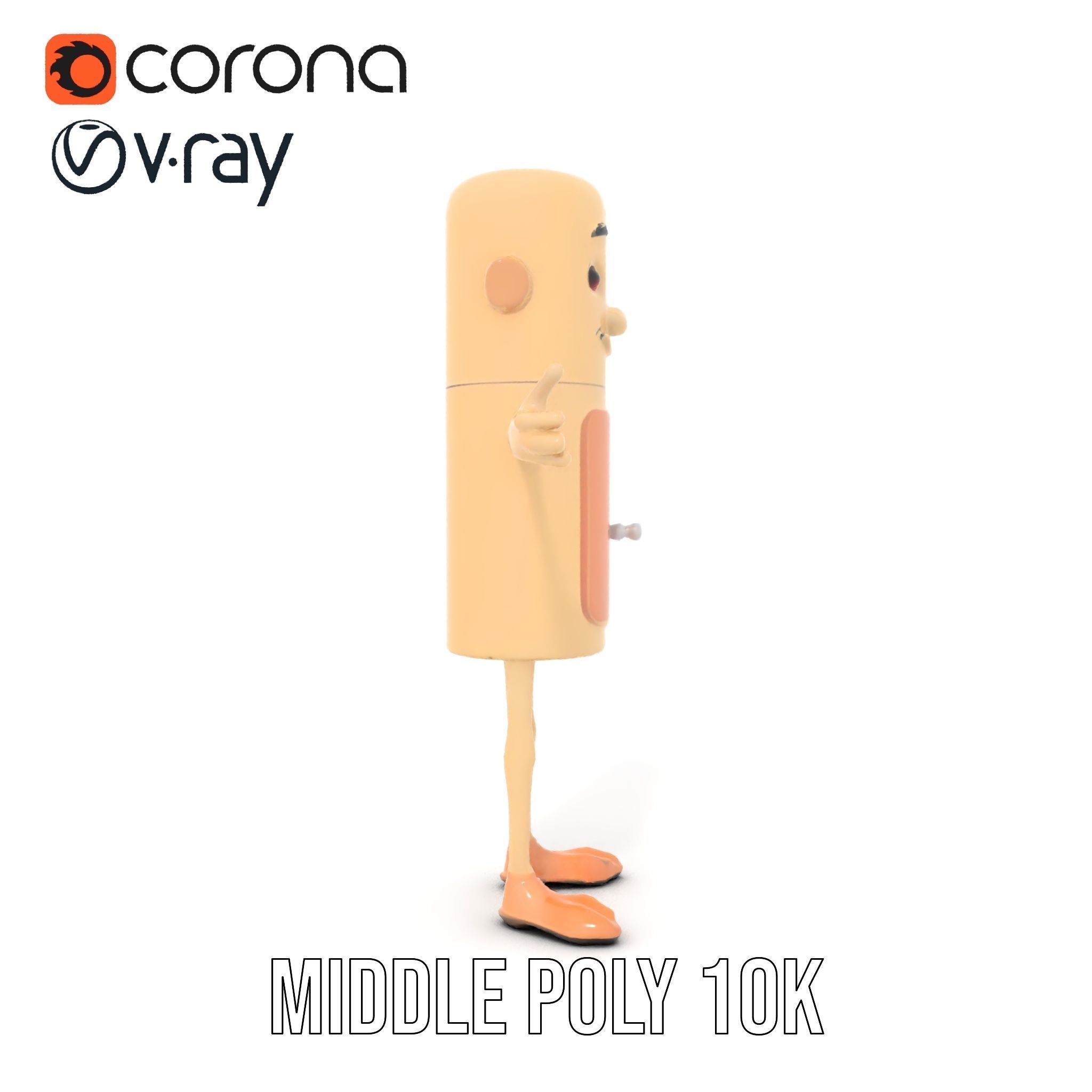 Playful Cartoon Fridge Character Rigged and Animated Low-poly 3D model_16