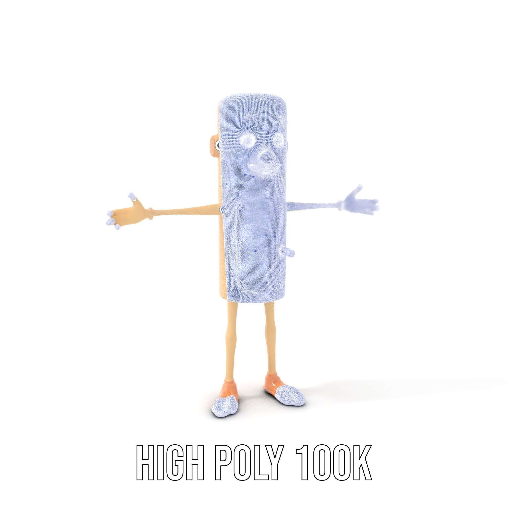 Playful Cartoon Fridge Character Rigged and Animated Low-poly 3D model_4