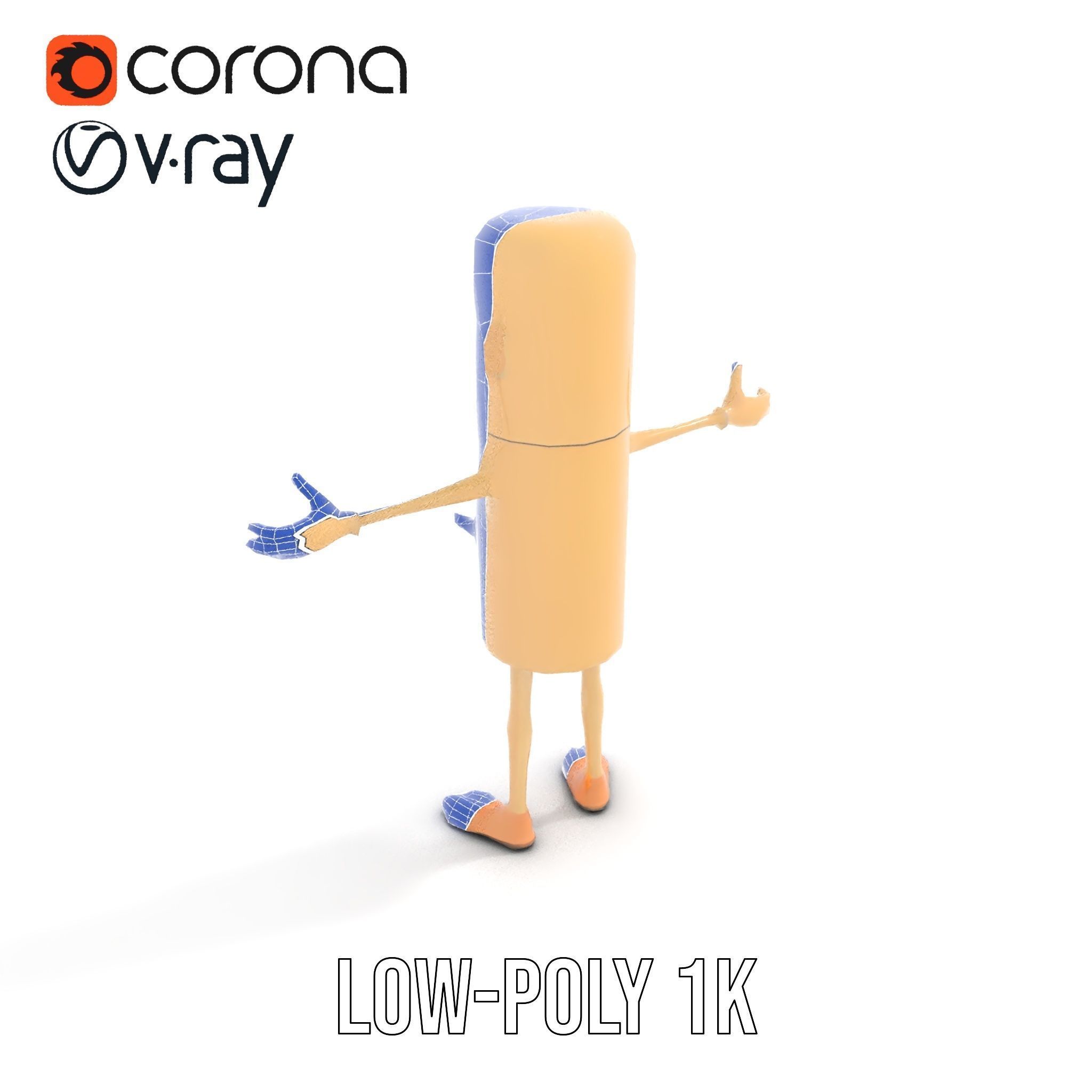 Playful Cartoon Fridge Character Rigged and Animated Low-poly 3D model_25