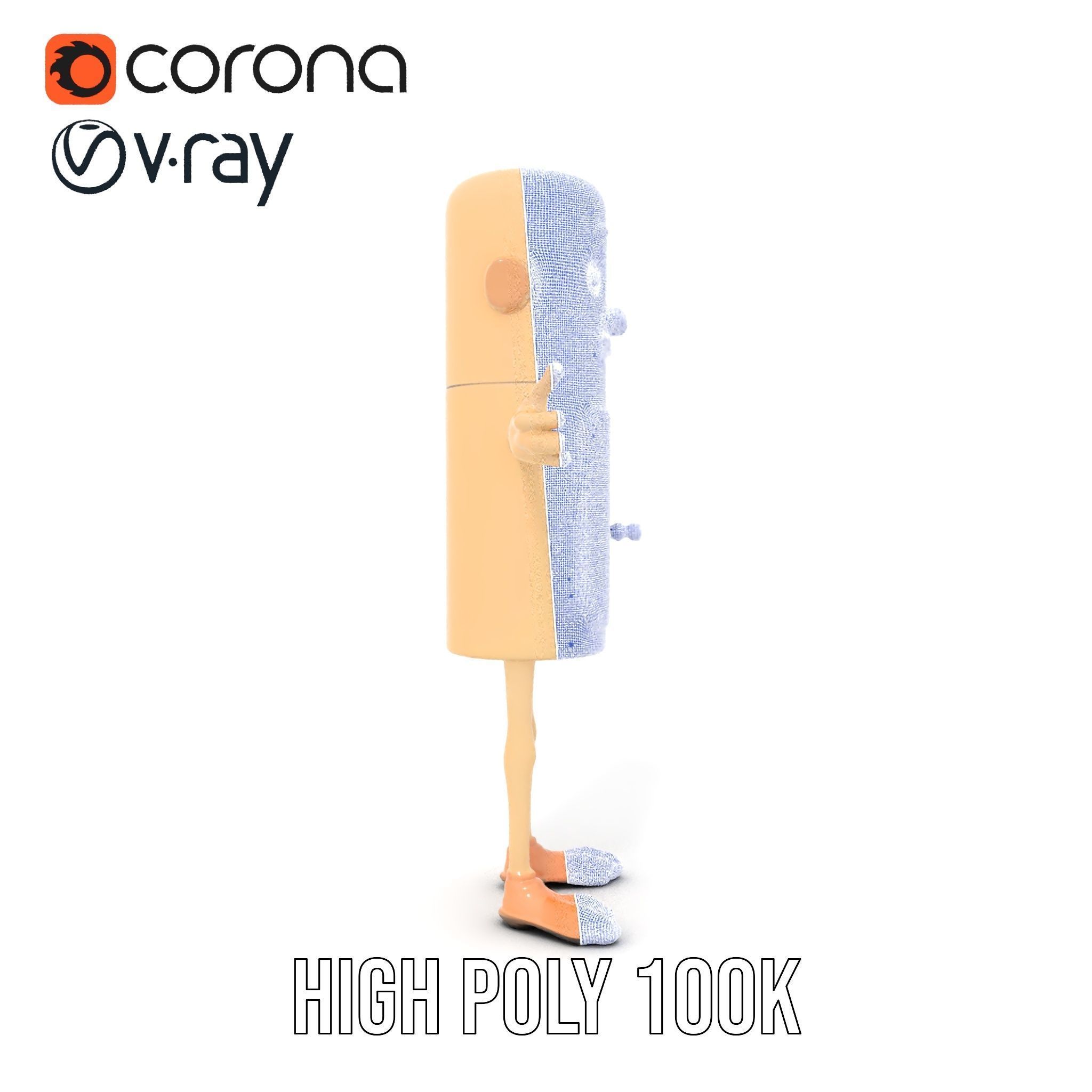 Playful Cartoon Fridge Character Rigged and Animated Low-poly 3D model_32