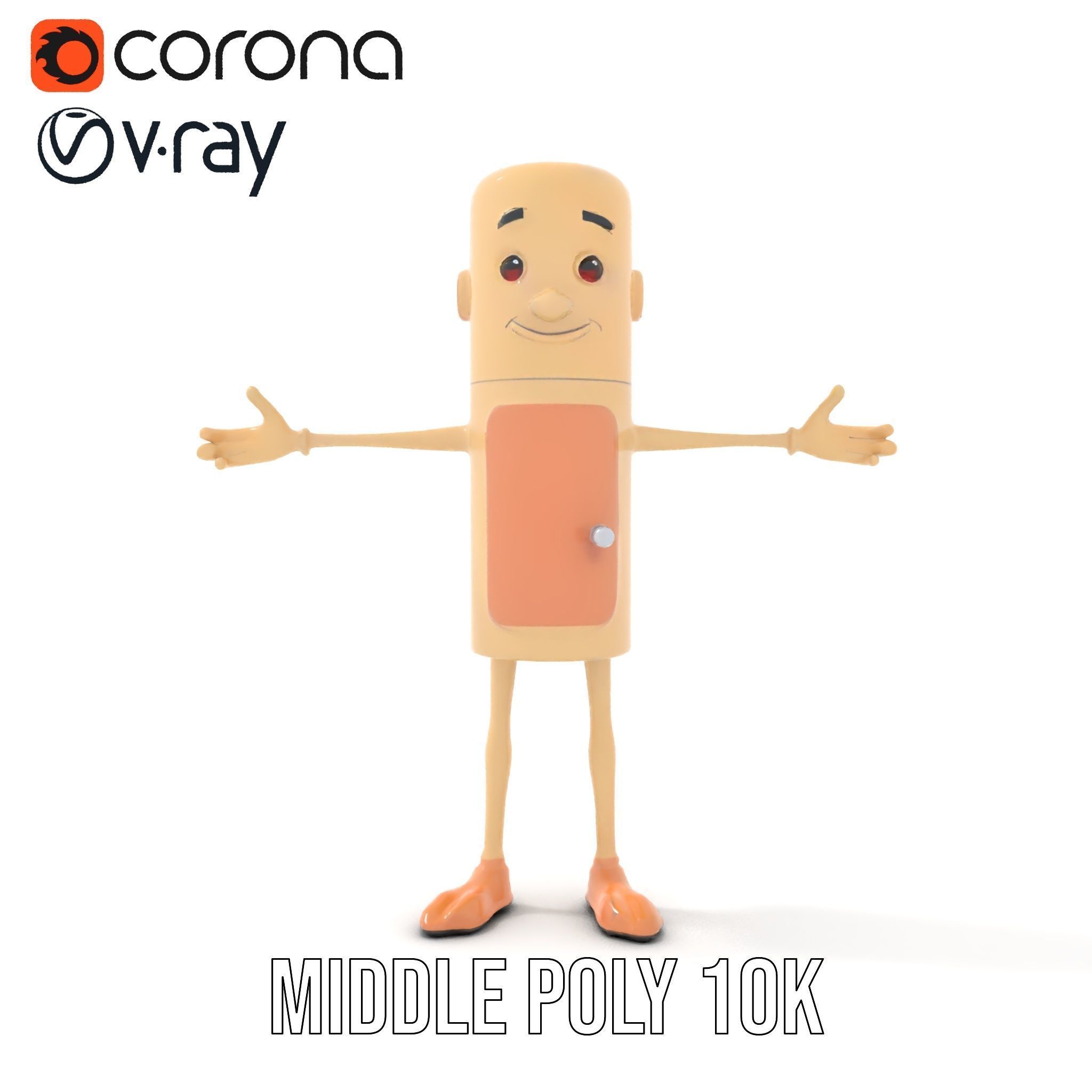 Playful Cartoon Fridge Character Rigged and Animated Low-poly 3D model_10