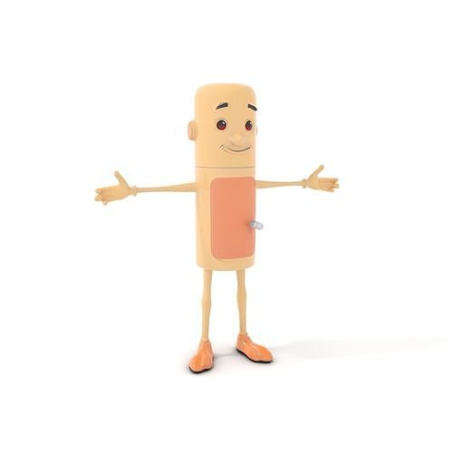 Playful Cartoon Fridge Character  Rigged and Animated Low-poly 3D model