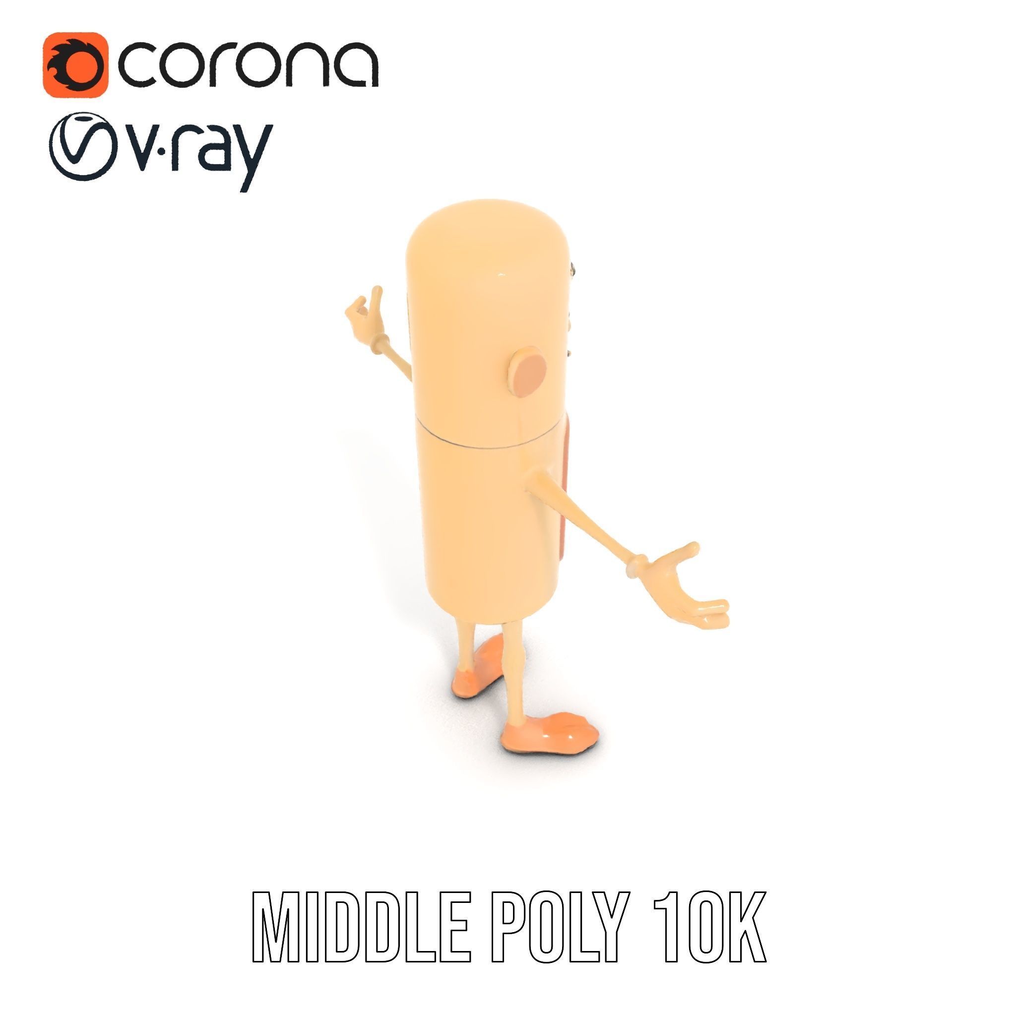 Playful Cartoon Fridge Character Rigged and Animated Low-poly 3D model_27