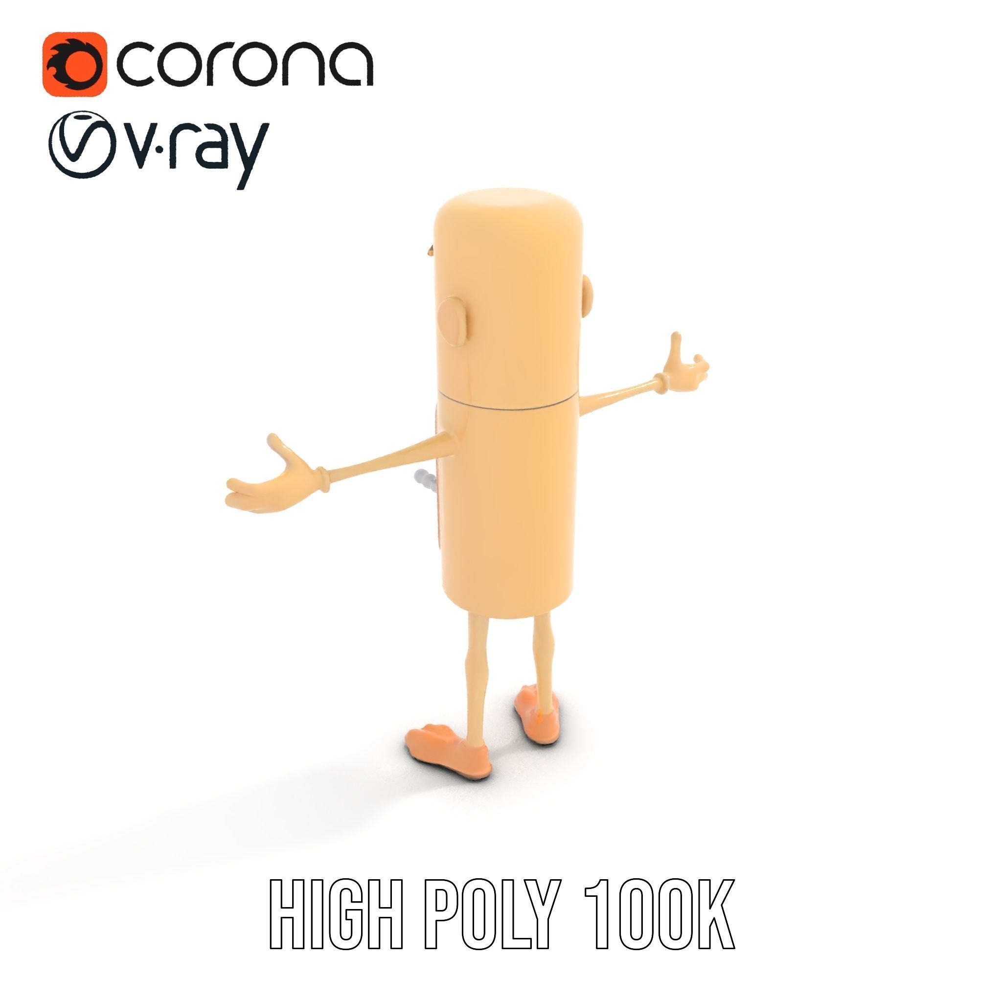 Playful Cartoon Fridge Character Rigged and Animated Low-poly 3D model_15