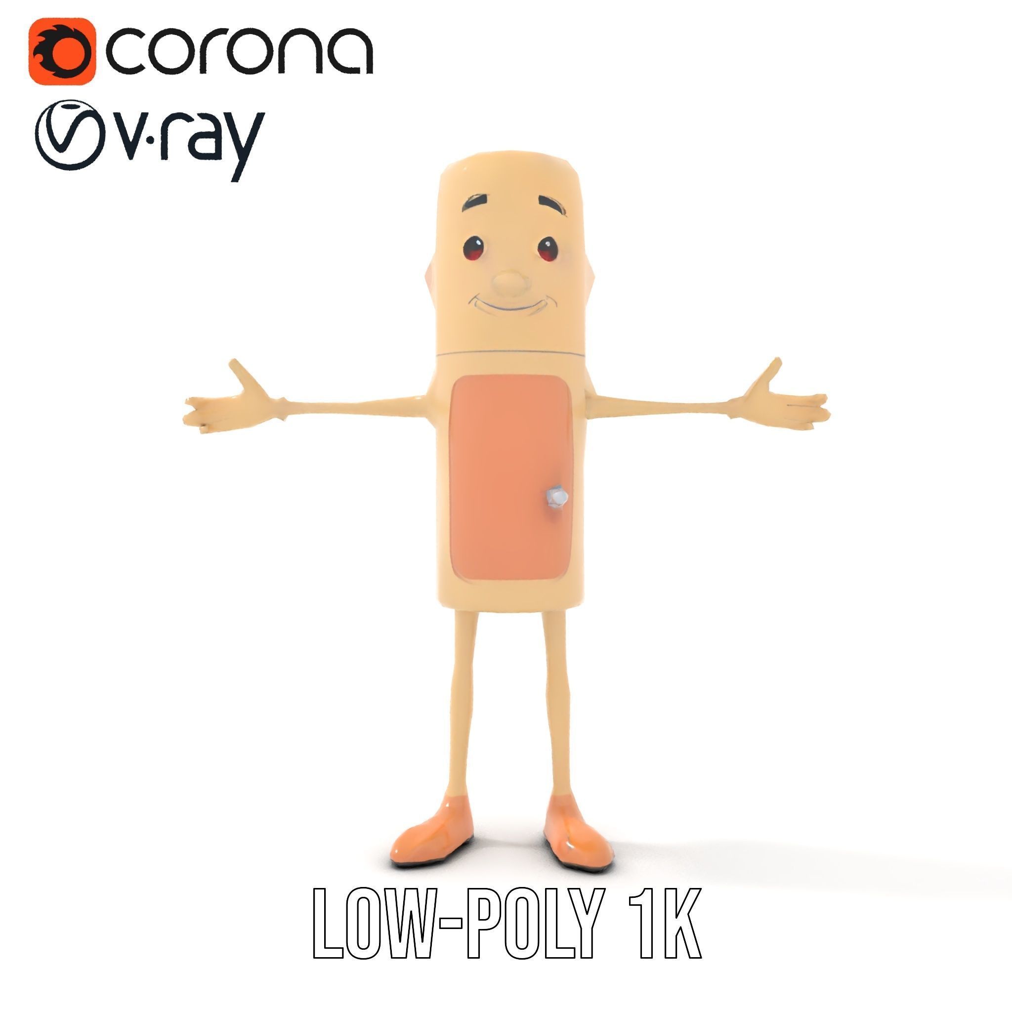 Playful Cartoon Fridge Character Rigged and Animated Low-poly 3D model_14
