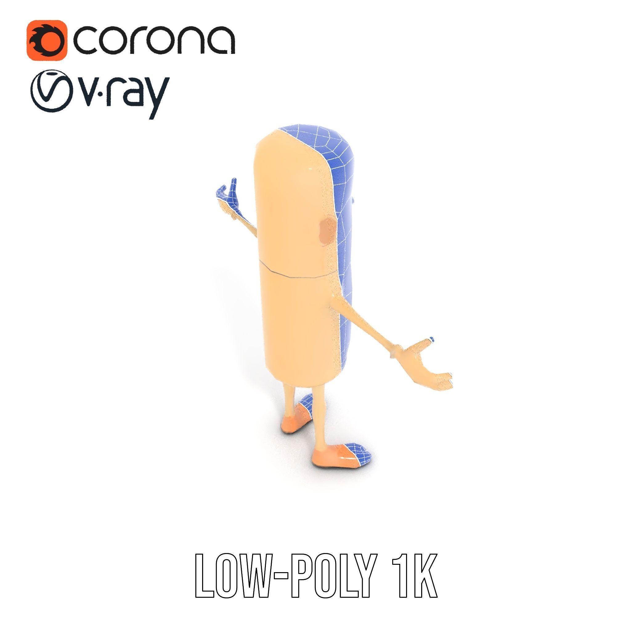 Playful Cartoon Fridge Character Rigged and Animated Low-poly 3D model_28