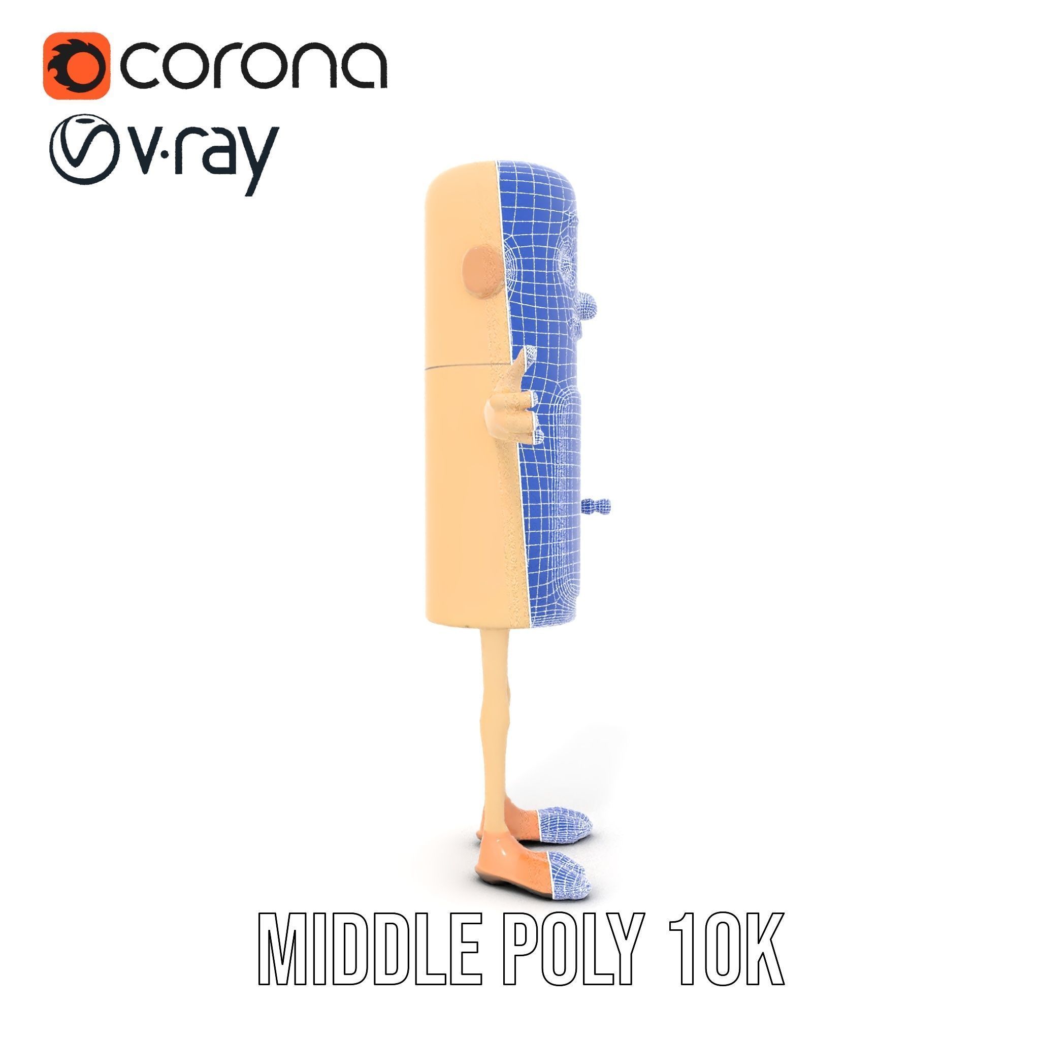 Playful Cartoon Fridge Character Rigged and Animated Low-poly 3D model_35