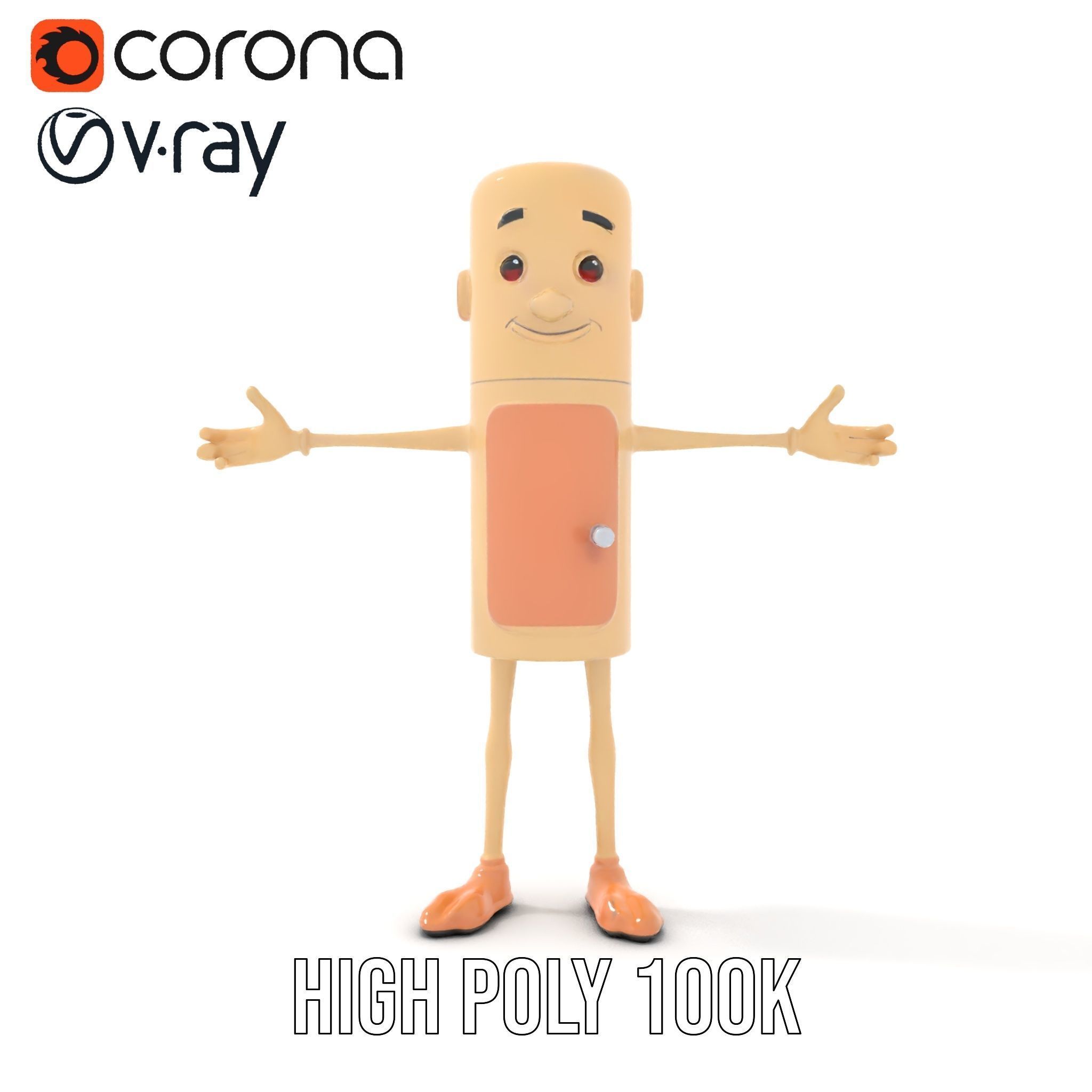 Playful Cartoon Fridge Character Rigged and Animated Low-poly 3D model_18