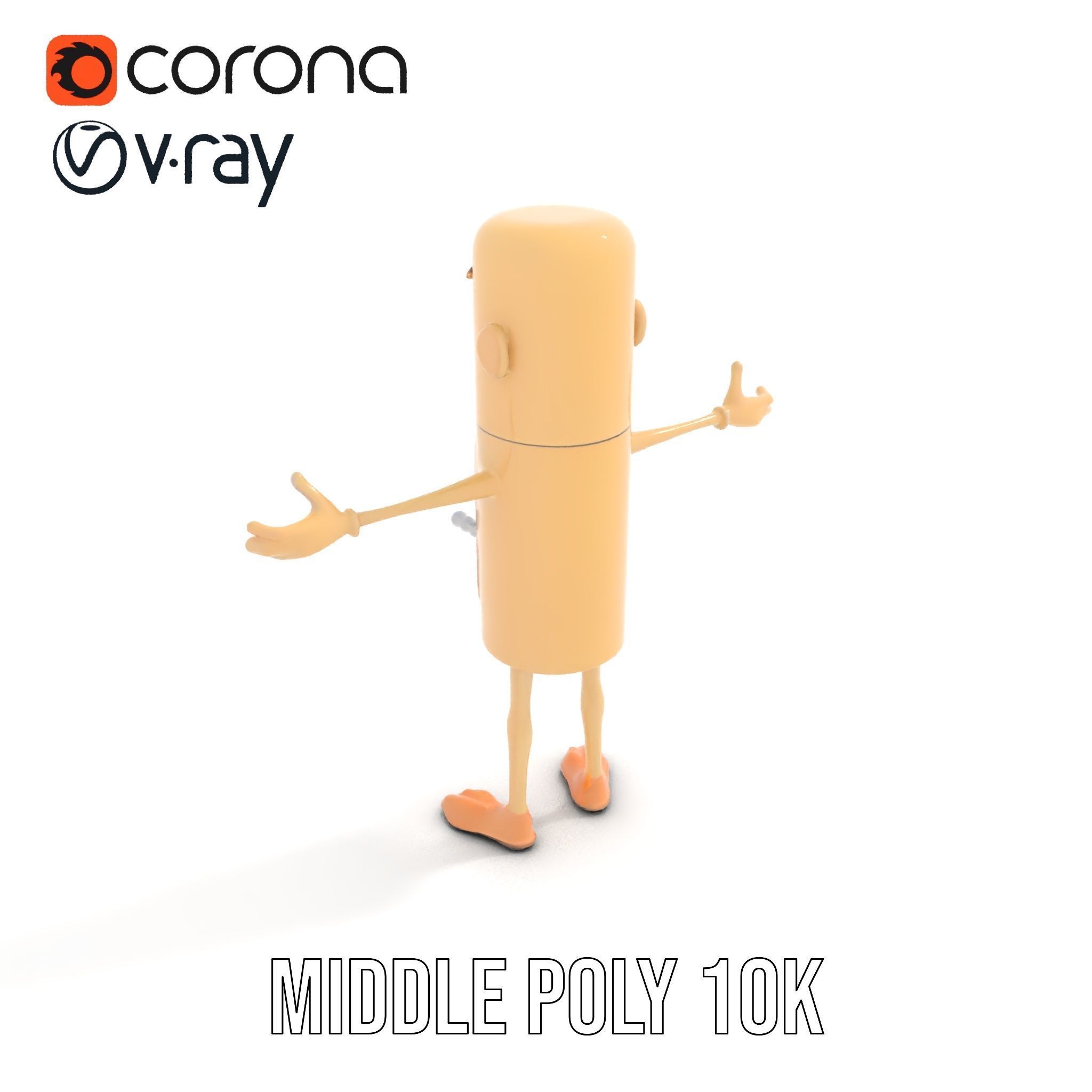 Playful Cartoon Fridge Character Rigged and Animated Low-poly 3D model_24