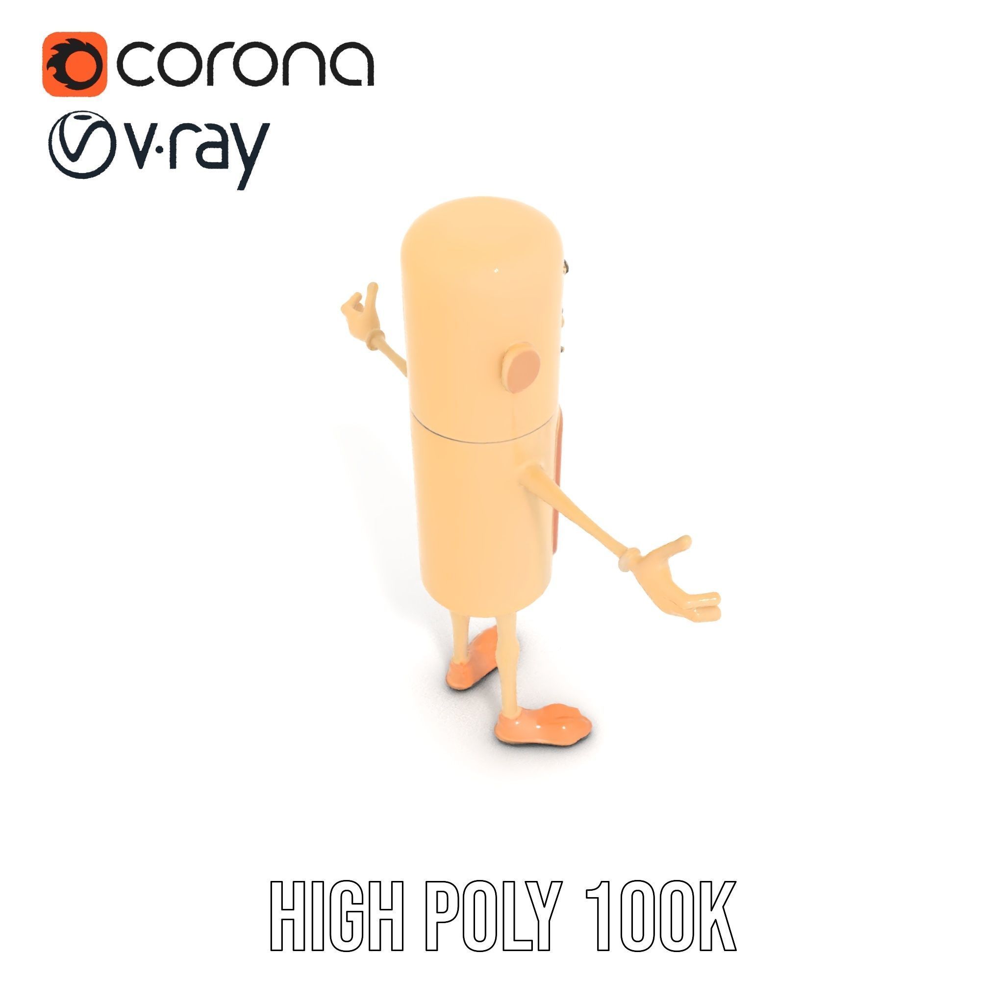 Playful Cartoon Fridge Character Rigged and Animated Low-poly 3D model_26