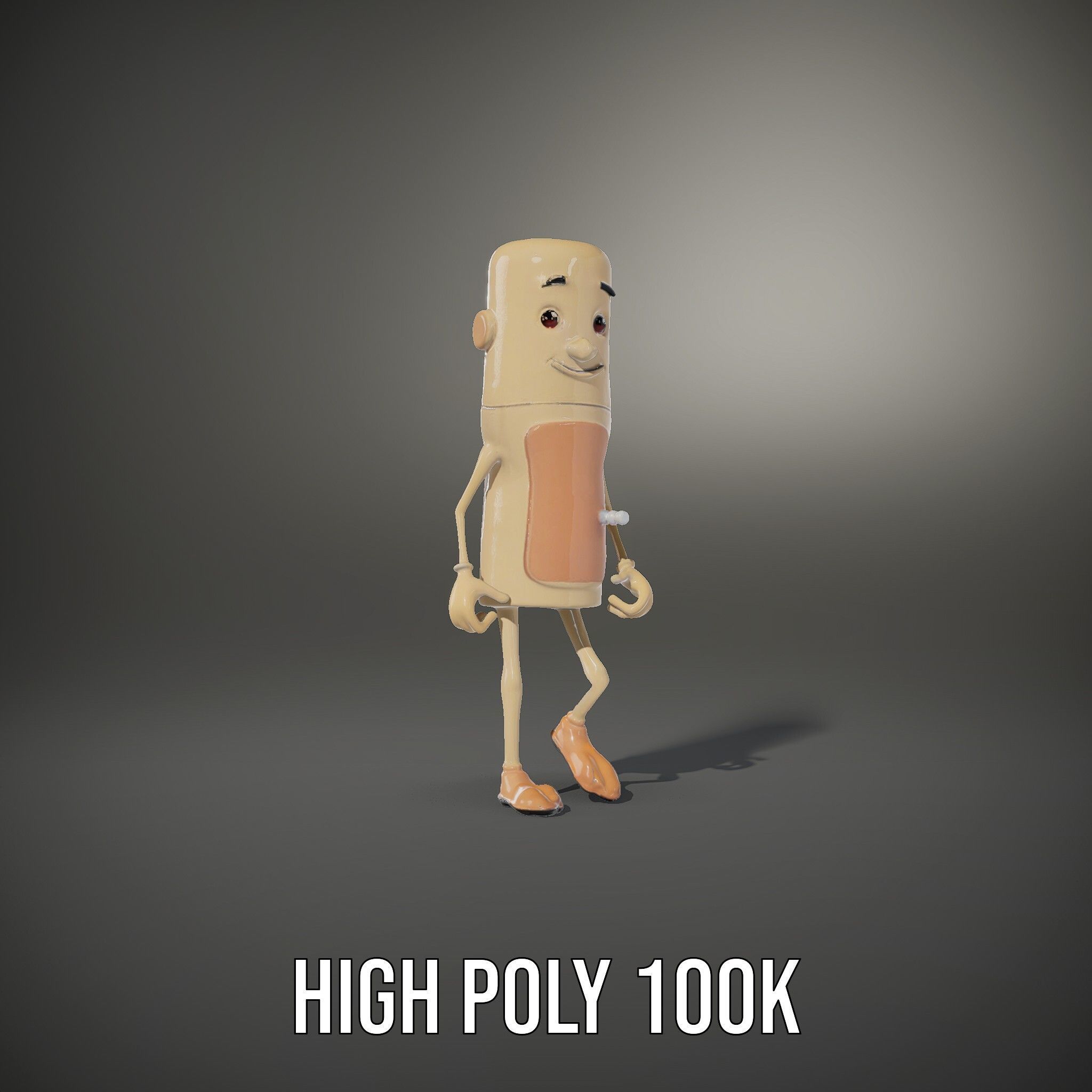 Playful Cartoon Fridge Character Rigged and Animated Low-poly 3D model_9