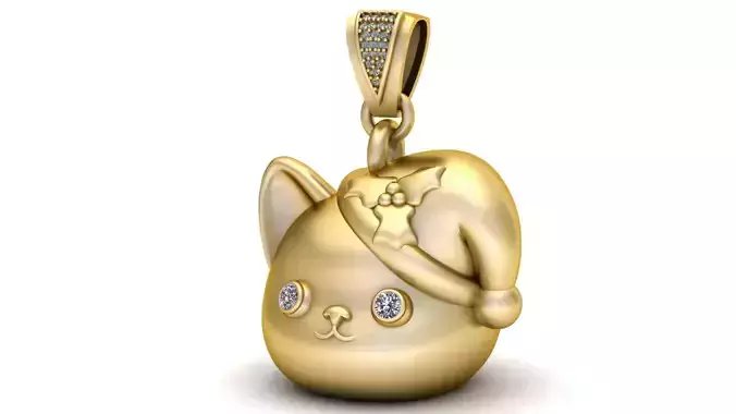 3D Cat Pendant 3D printable model 3D print model 3D Cat Pendant 3D printable model 3D print model