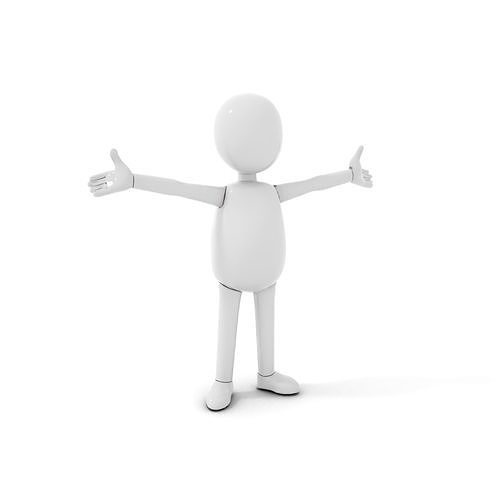 Minimalist White Character Model  Rigged and Animated Low-poly 3D model