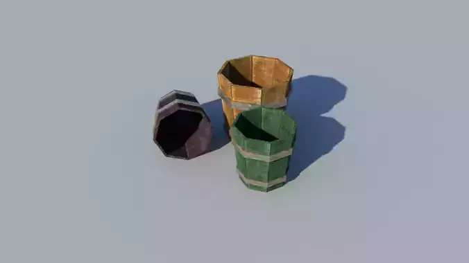 3D Wooden Bucket Models