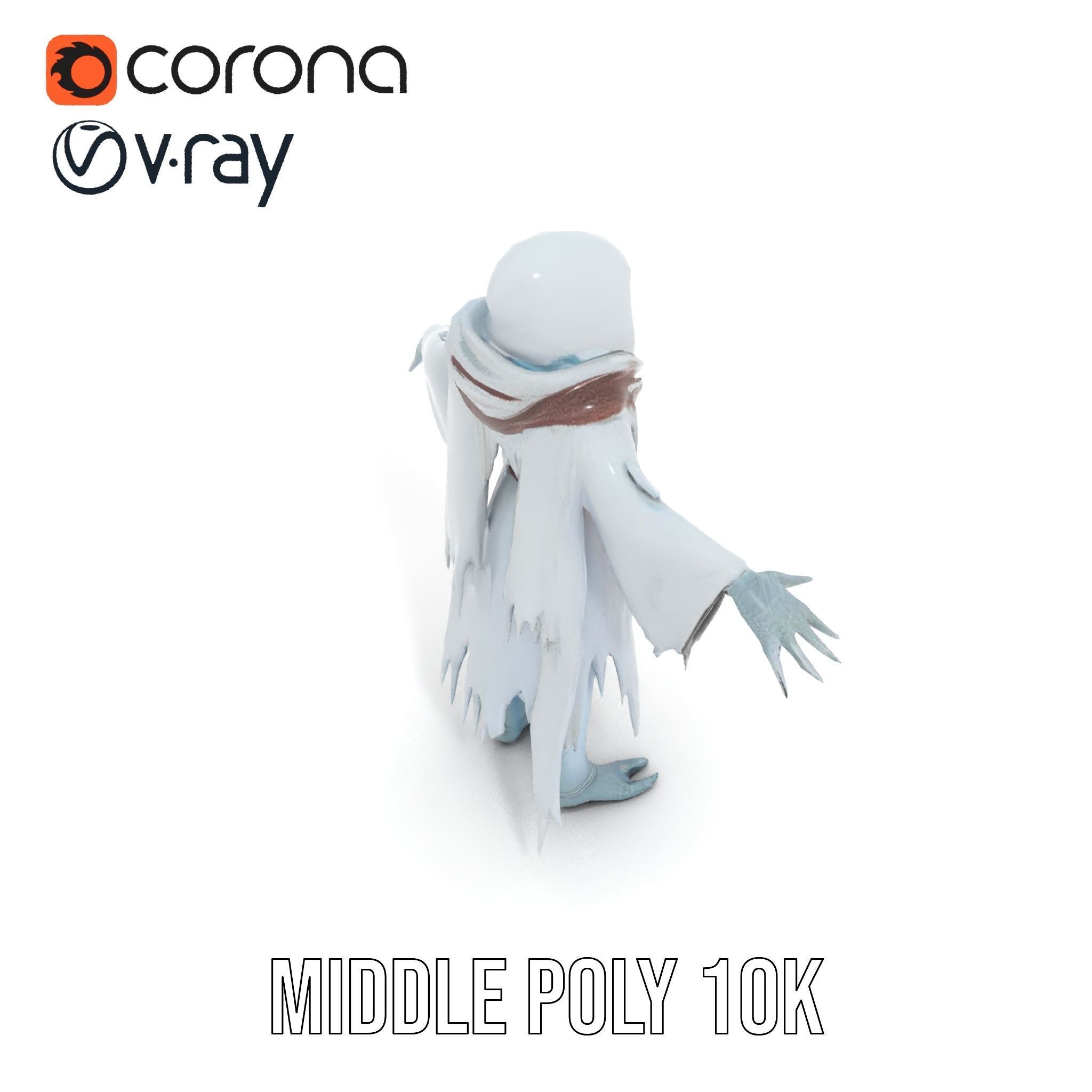 Ethereal Wraith Character Model Fully Rigged and Animated Low-poly 3D model_33