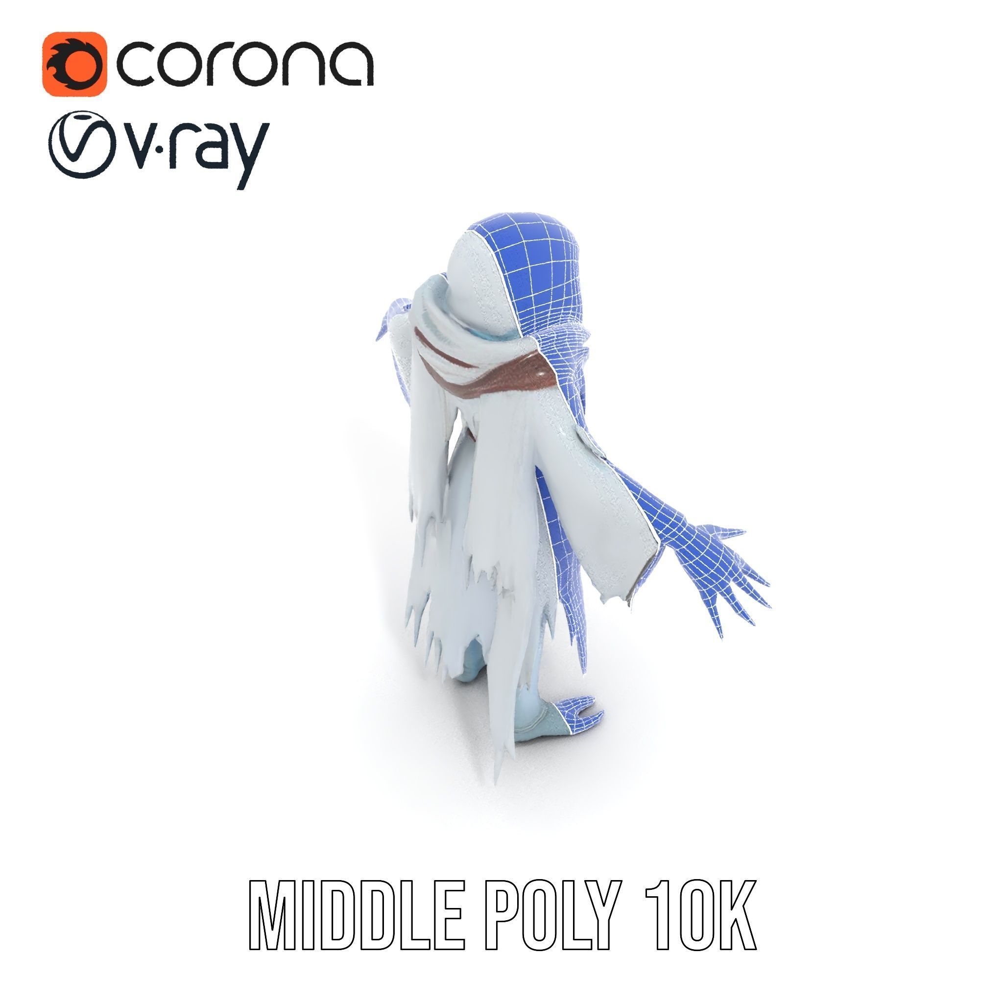 Ethereal Wraith Character Model Fully Rigged and Animated Low-poly 3D model_27