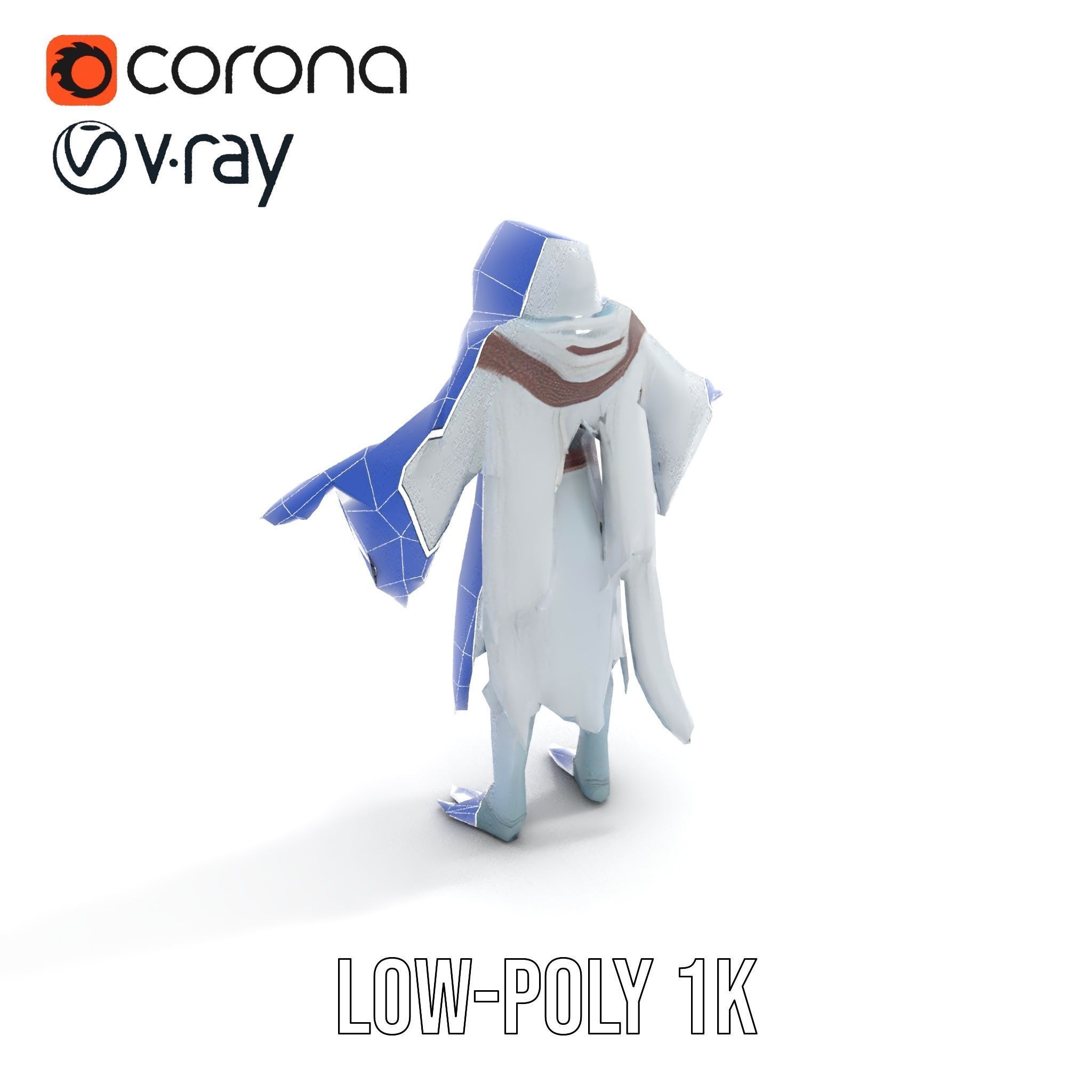 Ethereal Wraith Character Model Fully Rigged and Animated Low-poly 3D model_23