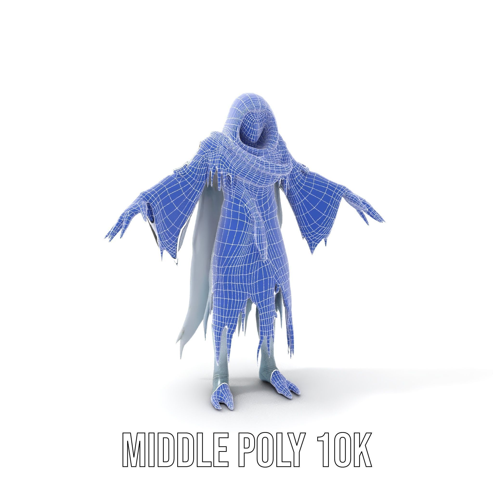 Ethereal Wraith Character Model Fully Rigged and Animated Low-poly 3D model_13