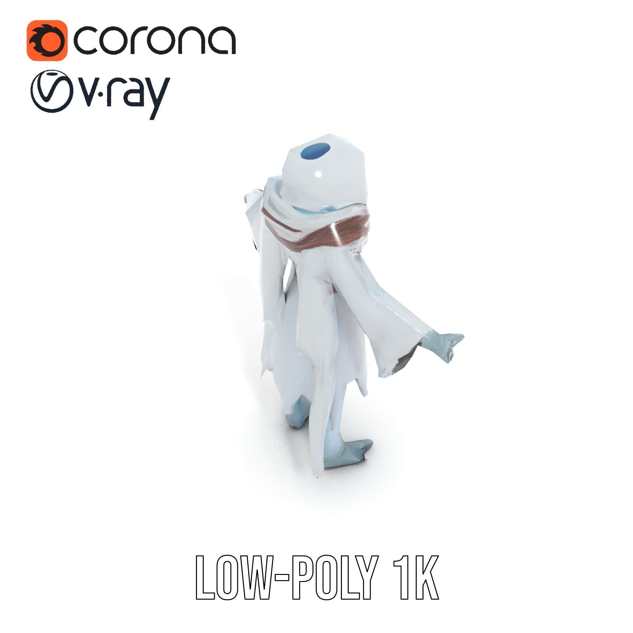 Ethereal Wraith Character Model Fully Rigged and Animated Low-poly 3D model_14