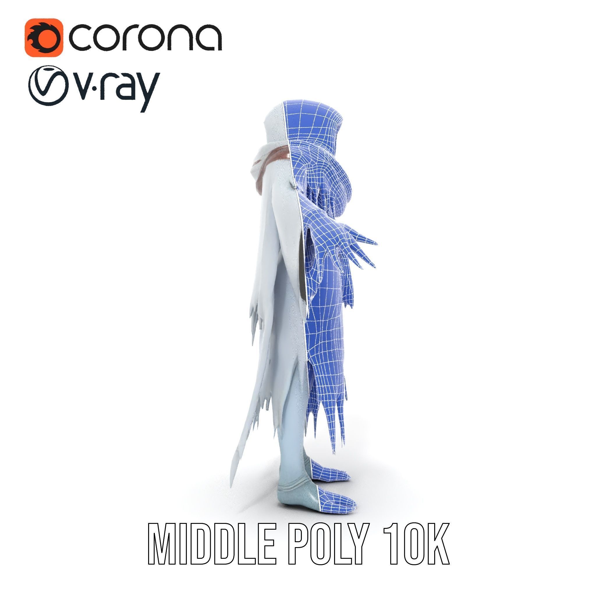 Ethereal Wraith Character Model Fully Rigged and Animated Low-poly 3D model_24