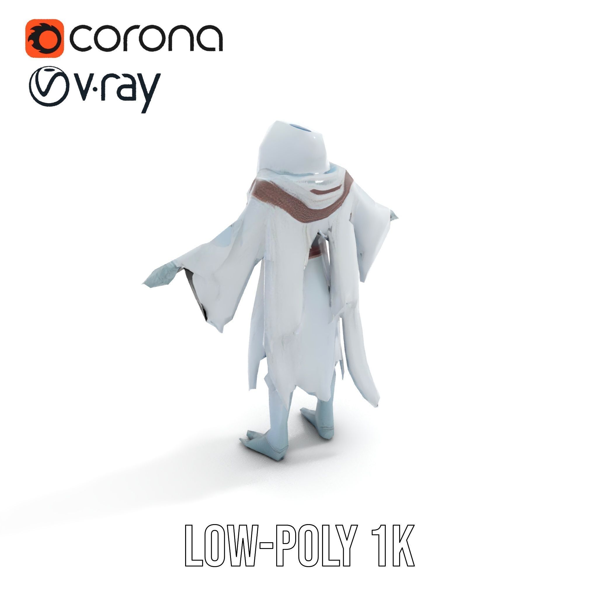 Ethereal Wraith Character Model Fully Rigged and Animated Low-poly 3D model_11