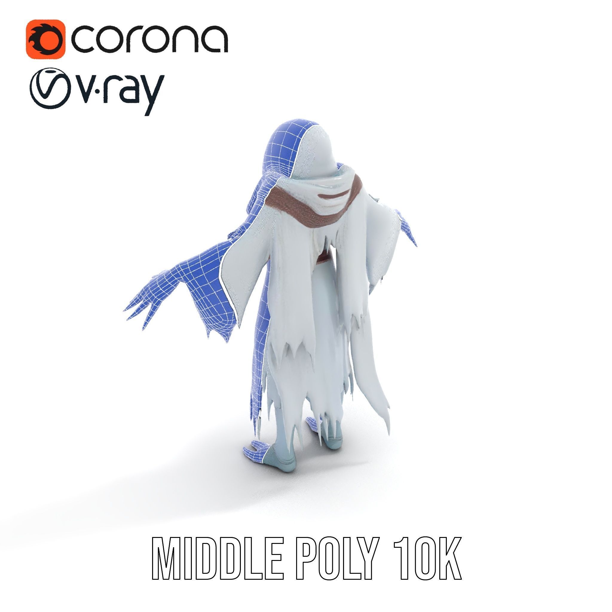 Ethereal Wraith Character Model Fully Rigged and Animated Low-poly 3D model_16