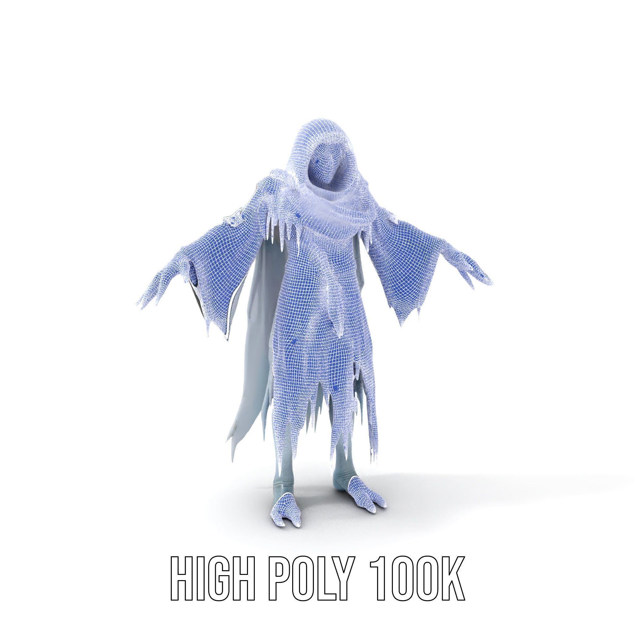 Ethereal Wraith Character Model Fully Rigged and Animated Low-poly 3D model_5